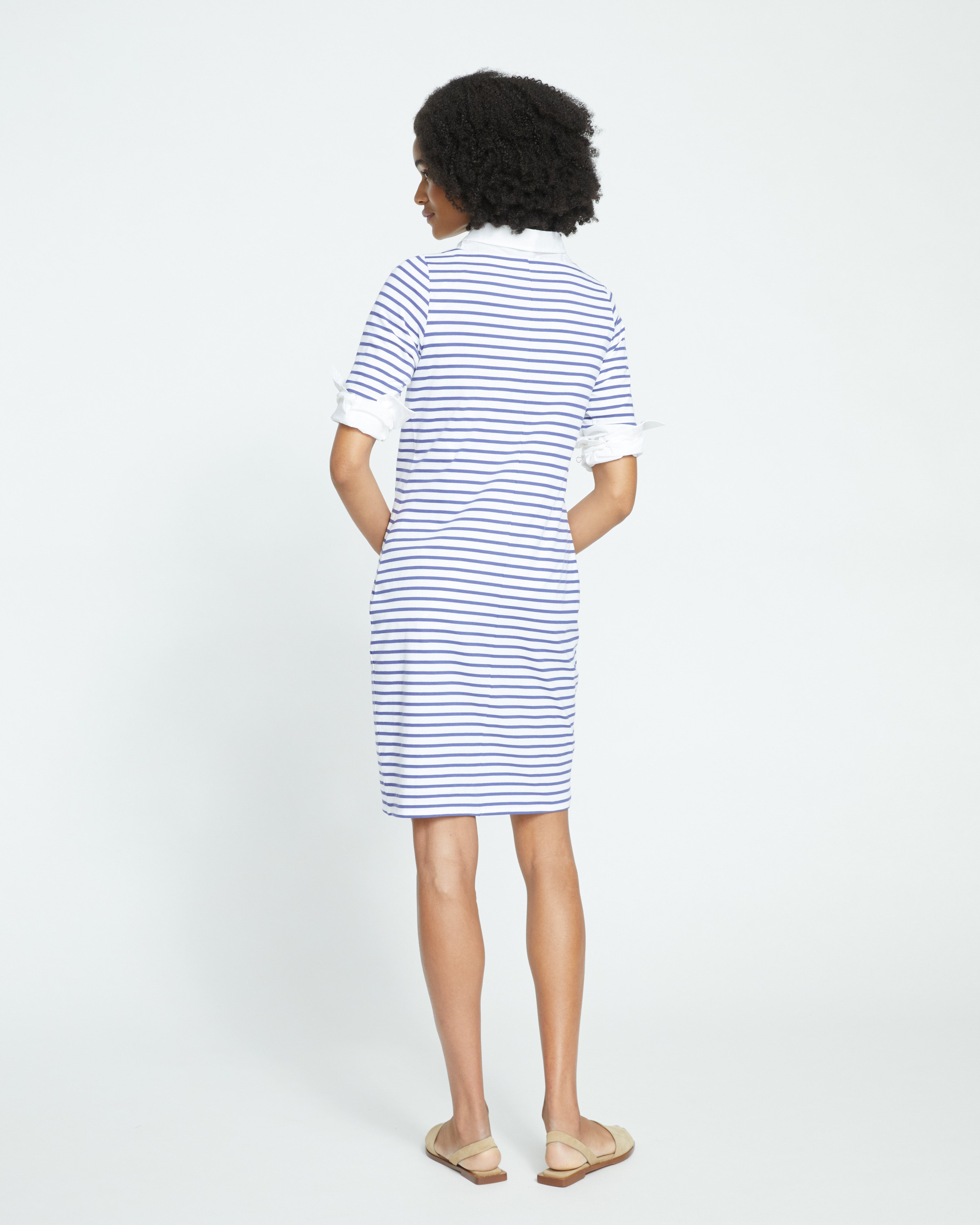 Belle Breton Stripe Jersey Dress - White/Classic Navy Stripe