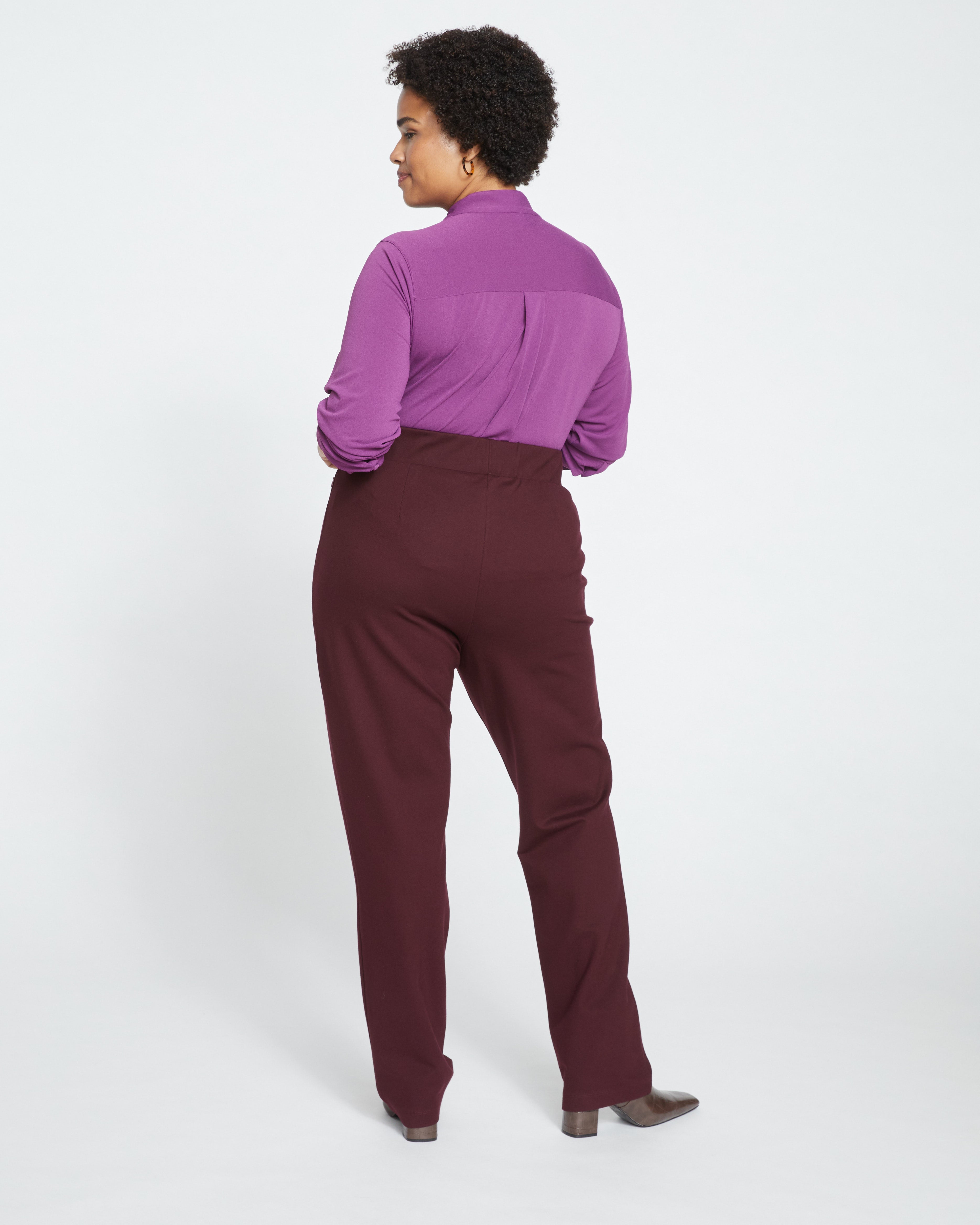 Smart Signature Ponte Pants Long - Black Cherry