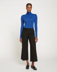 Stephanie Wide Leg Stripe Ponte Pants 27 Inch - Black with Black Stripe