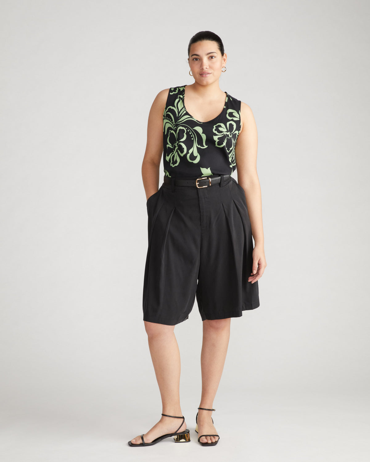 Cooling Stretch Cupro Bermuda Shorts - Black