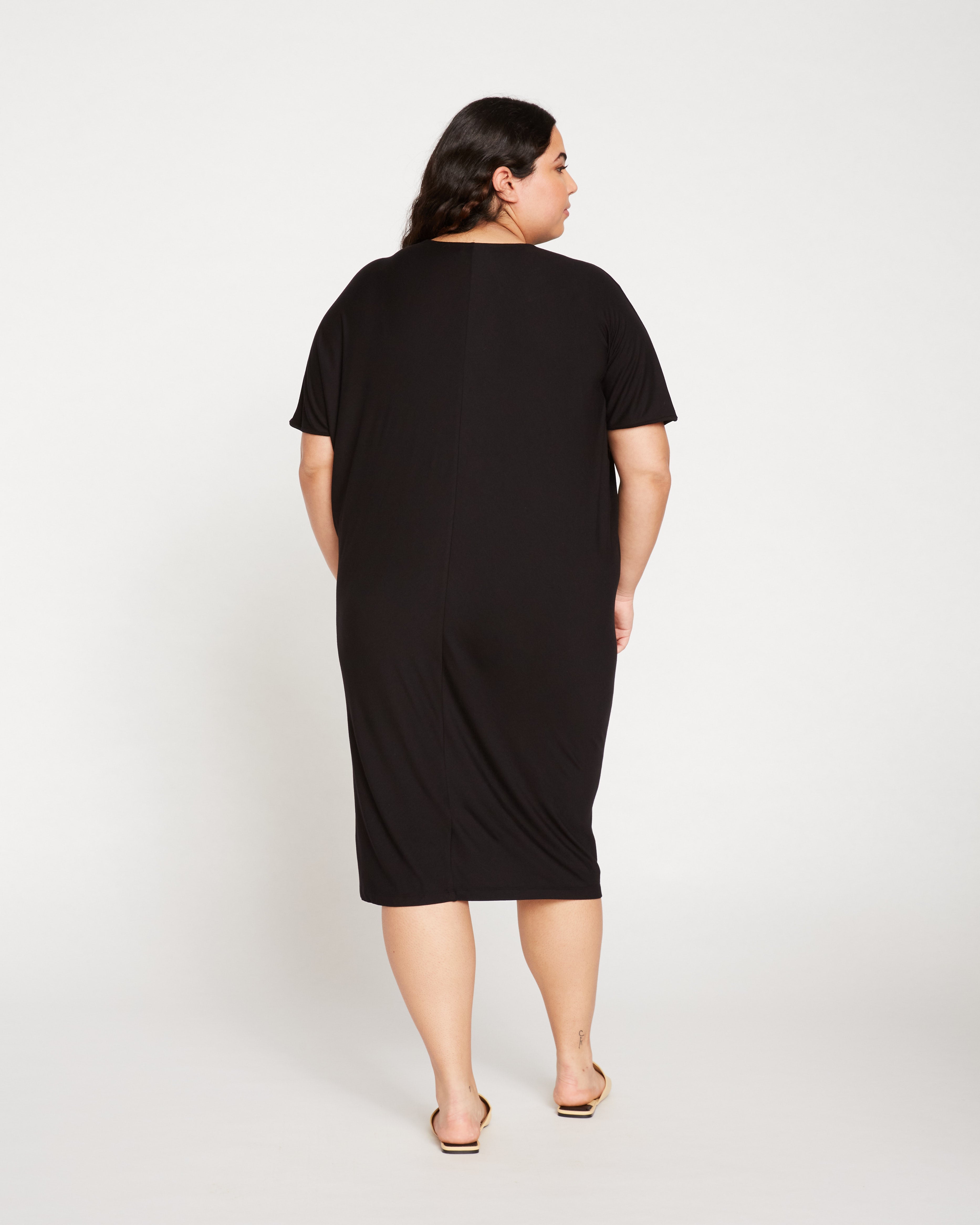 Teresa Liquid Jersey V-Neck Dress - Black