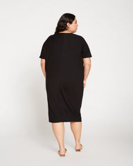 Teresa Liquid Jersey V-Neck Dress - Black