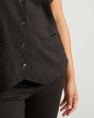 Long Cigarette Ponte Pants - Slate Pinstripe