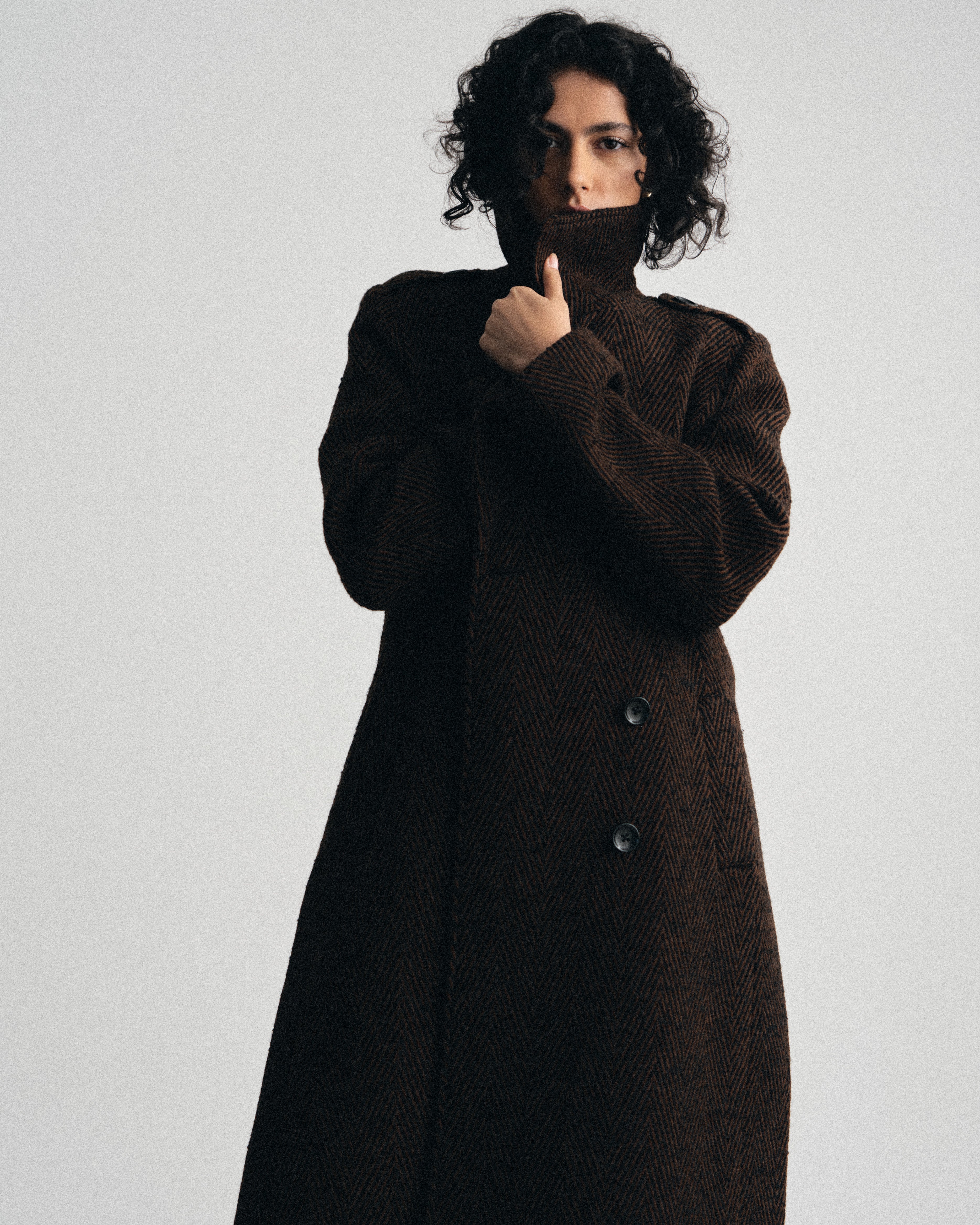 Callaghan Wool Coat - Black/Brown Herringbone