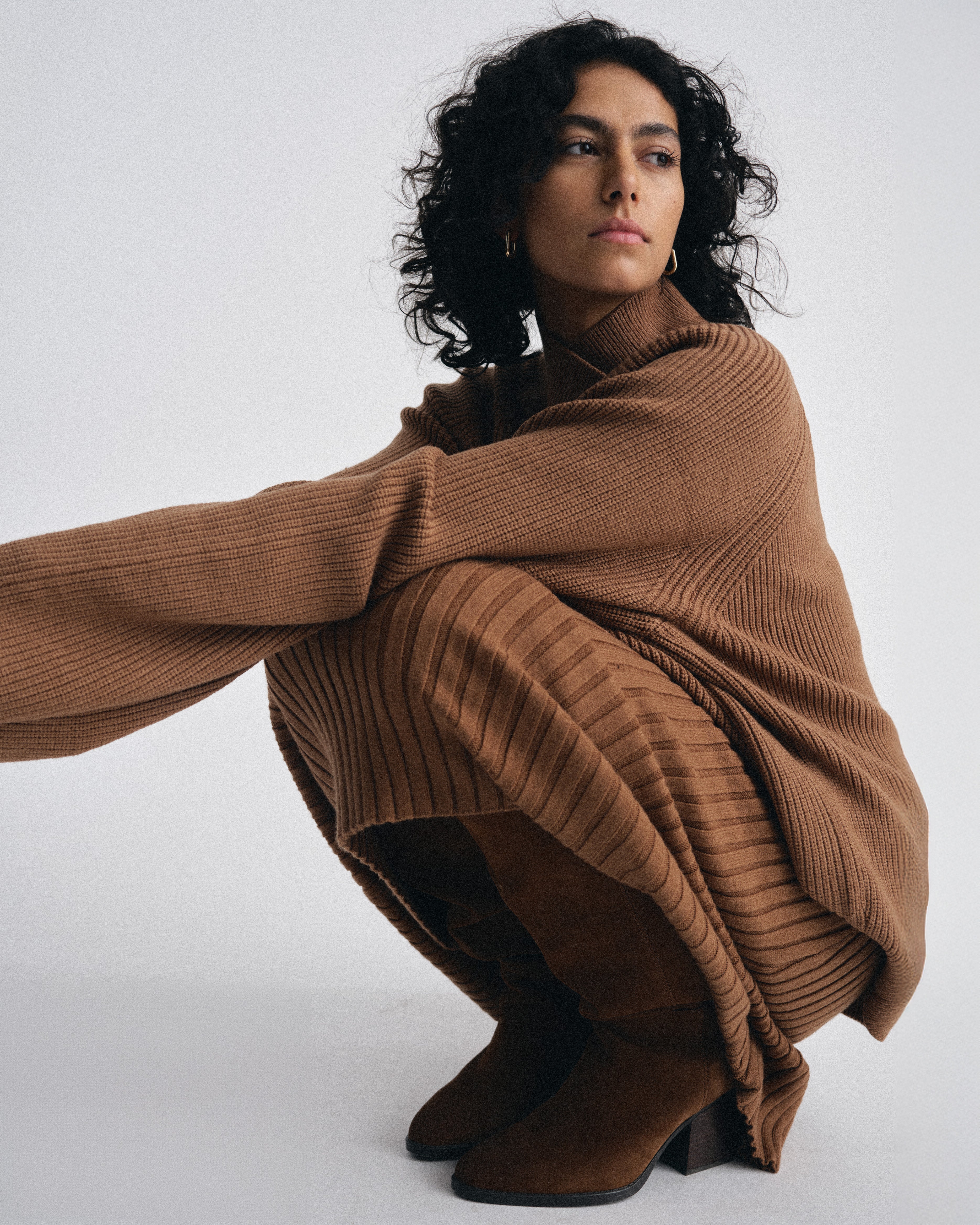 Arly Wrap Neck Sweater - Classic Camel