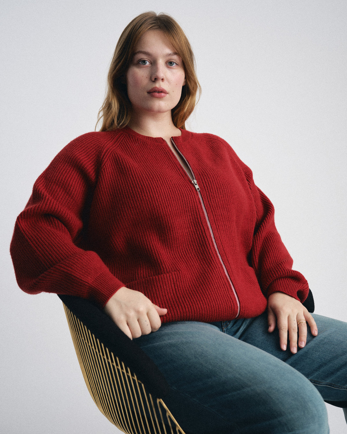 Better-Than-Wool Zip Cardigan - Autumnal Red