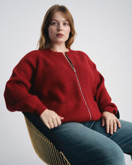 Better-Than-Wool Zip Cardigan - Autumnal Red
