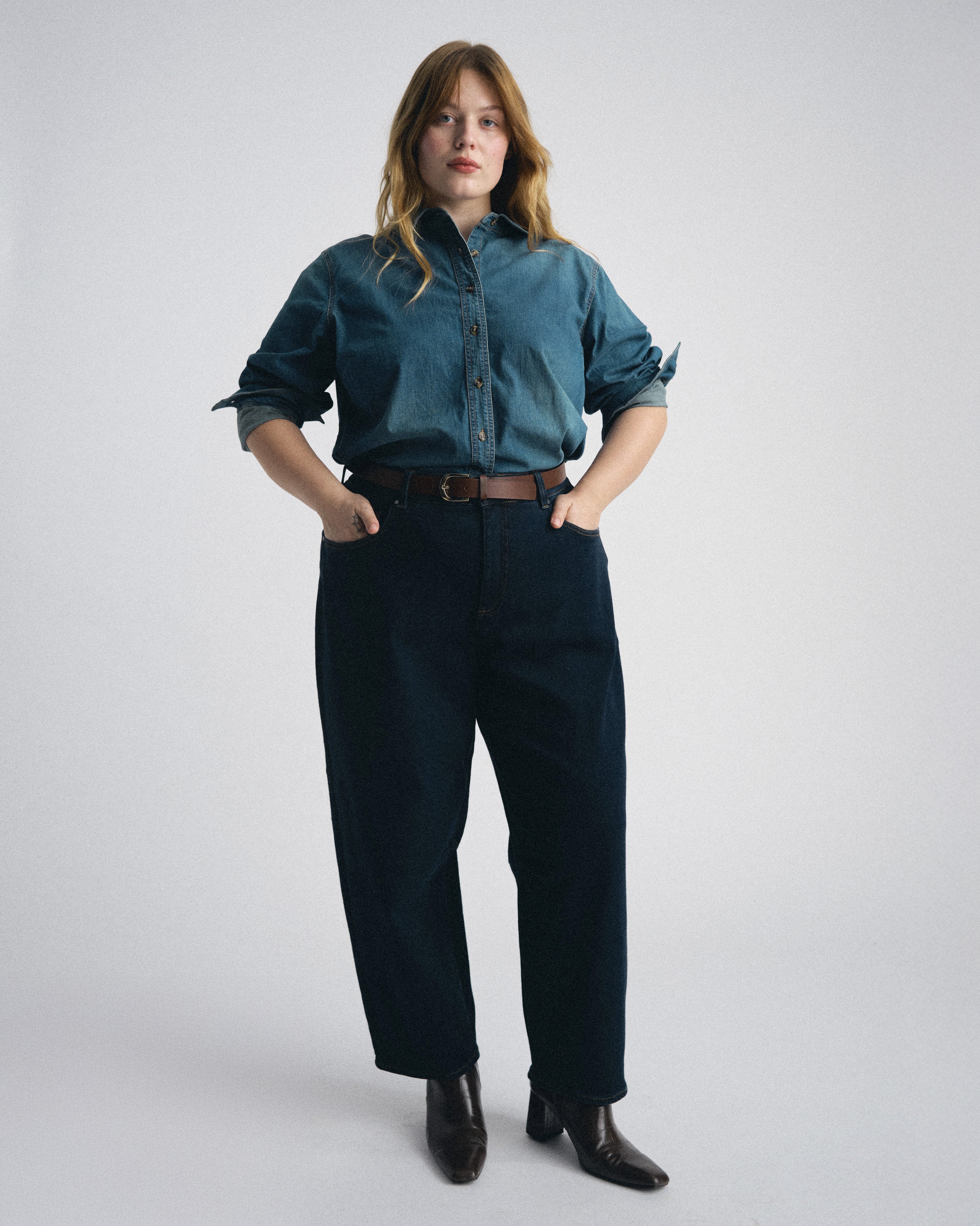 Minimalist Stretch Cotton Chambray Shirt - Union City Blue