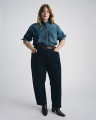 Minimalist Stretch Cotton Chambray Shirt - Union City Blue