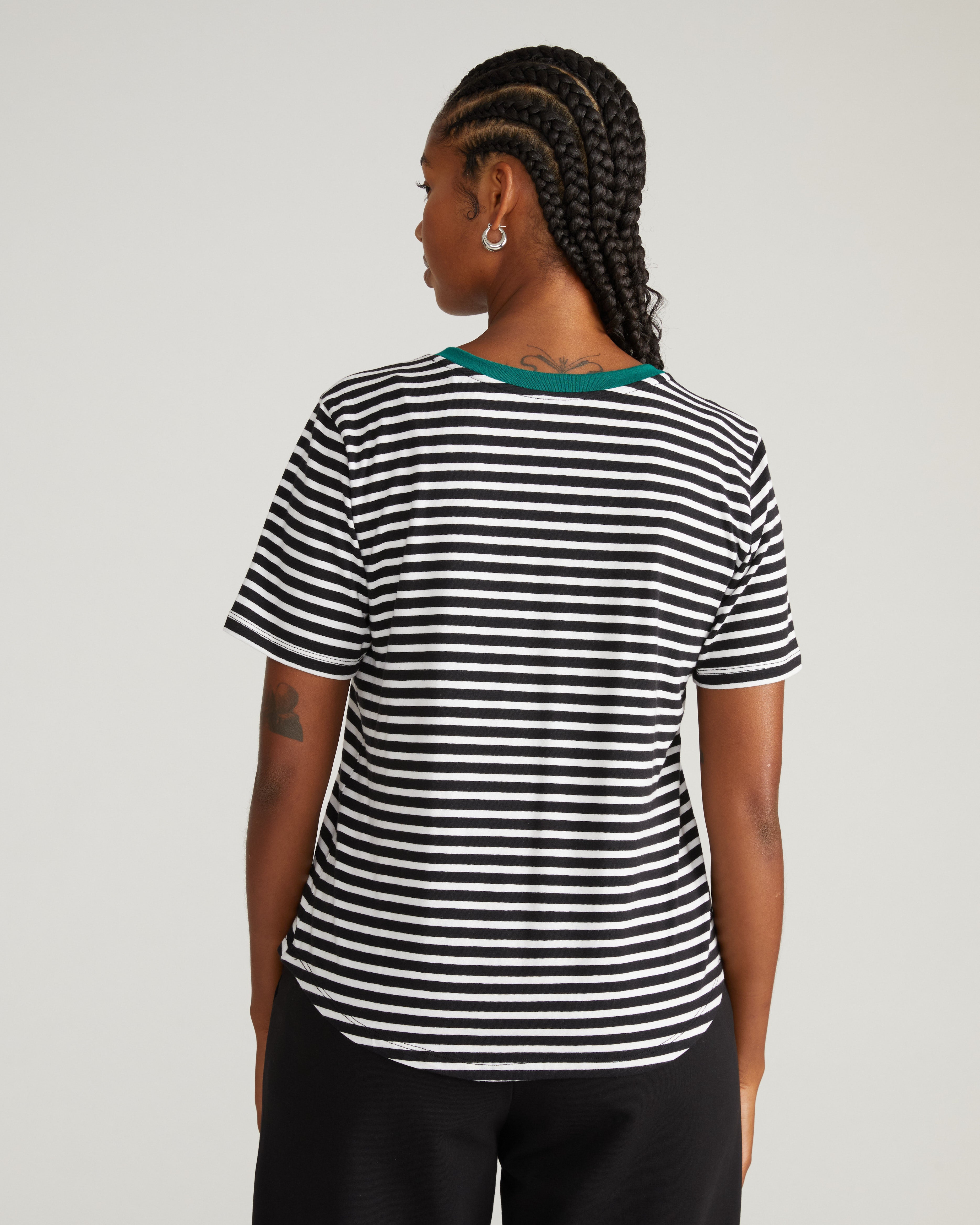 V Rex - Black/White Stripe with Aventurine Trim