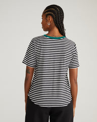 V Rex - Black/White Stripe with Aventurine Trim