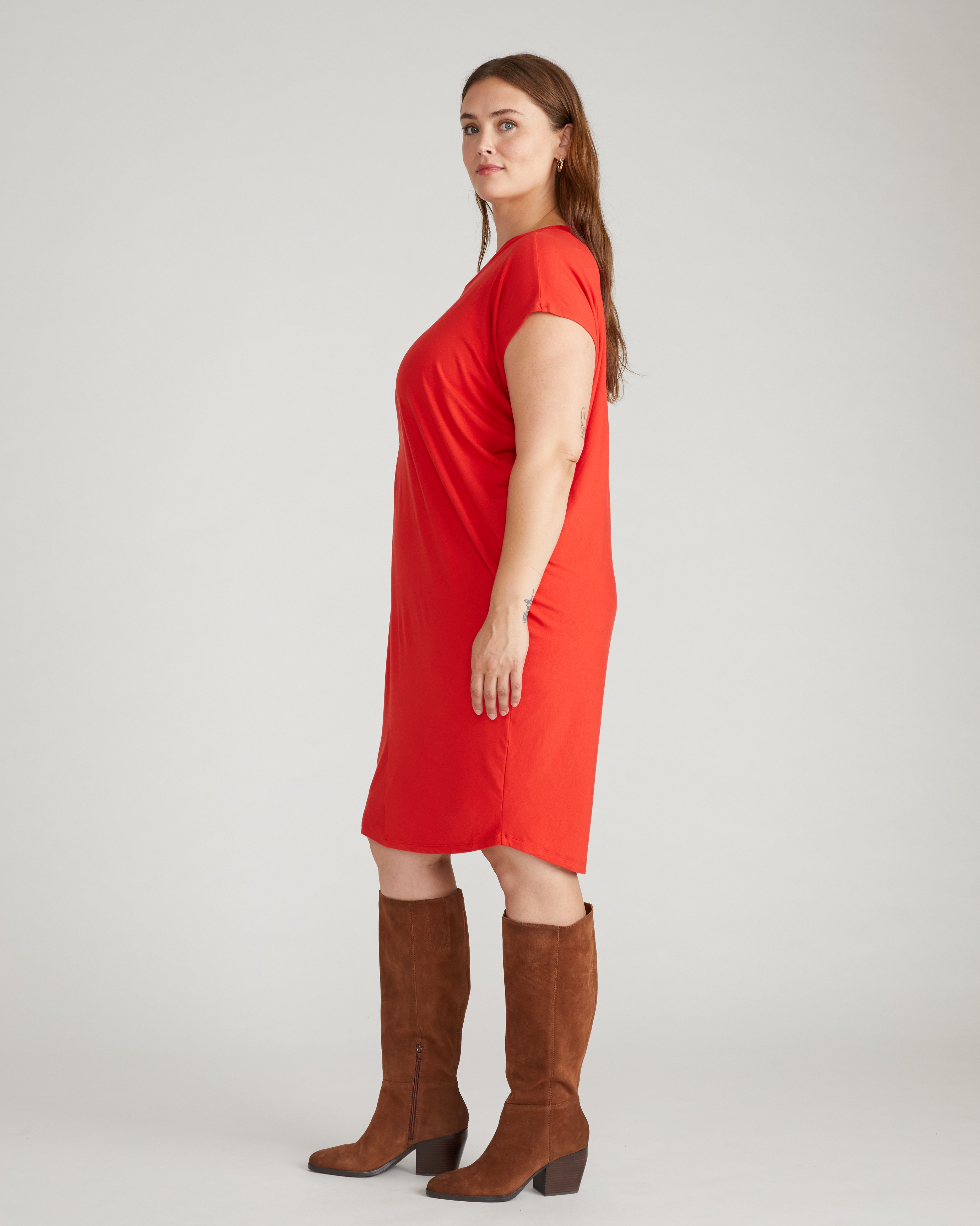 Carrea Relaxed Liquid Jersey Dress - Lipstick