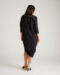 Iconic Long Sleeve V-Neck Geneva Dress - Black