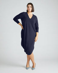 Iconic Long Sleeve V-Neck Geneva Dress - Midnight