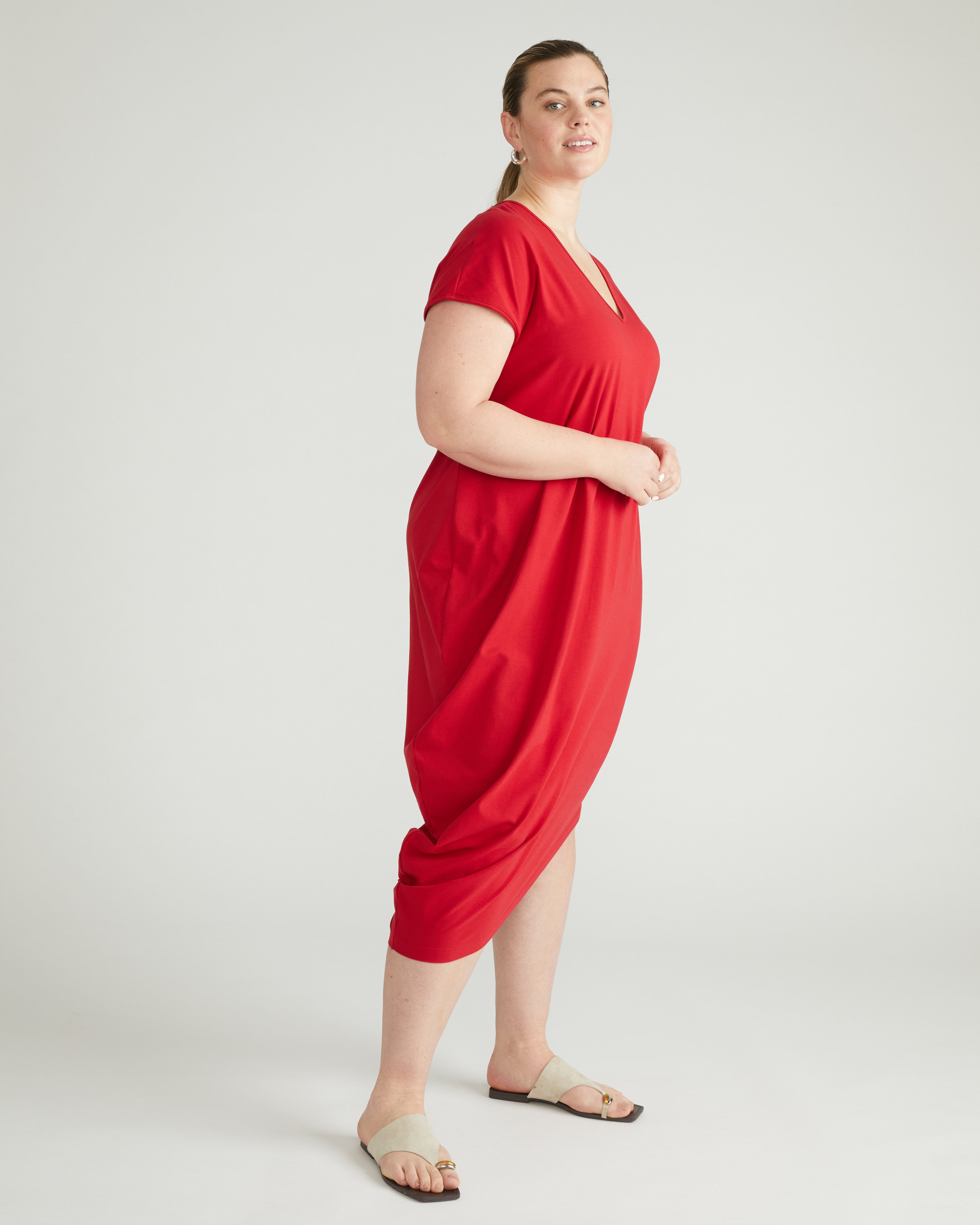 Iconic Geneva V-Neck Dress - Ruby Red