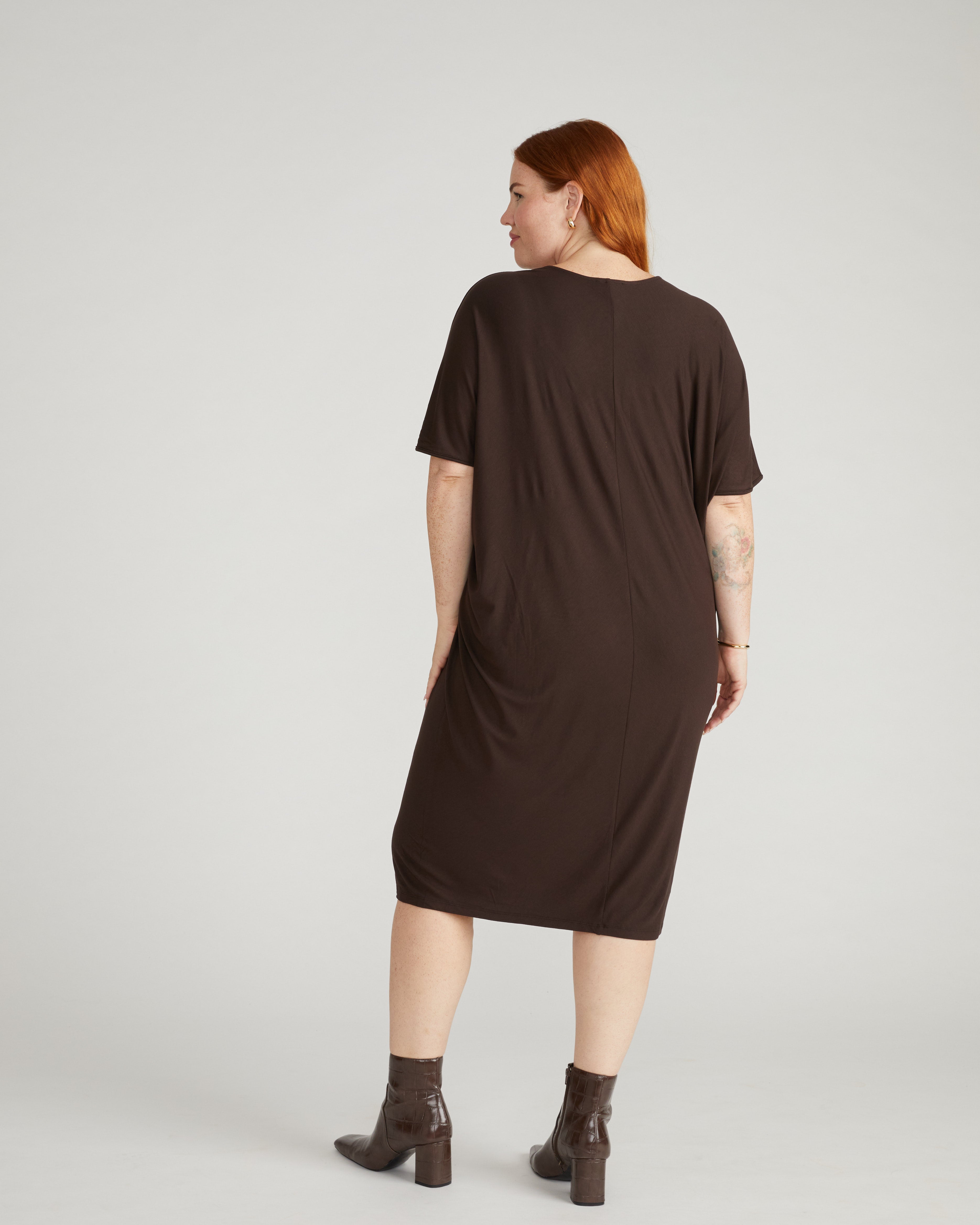 Teresa Liquid Jersey V-Neck Dress - Espresso
