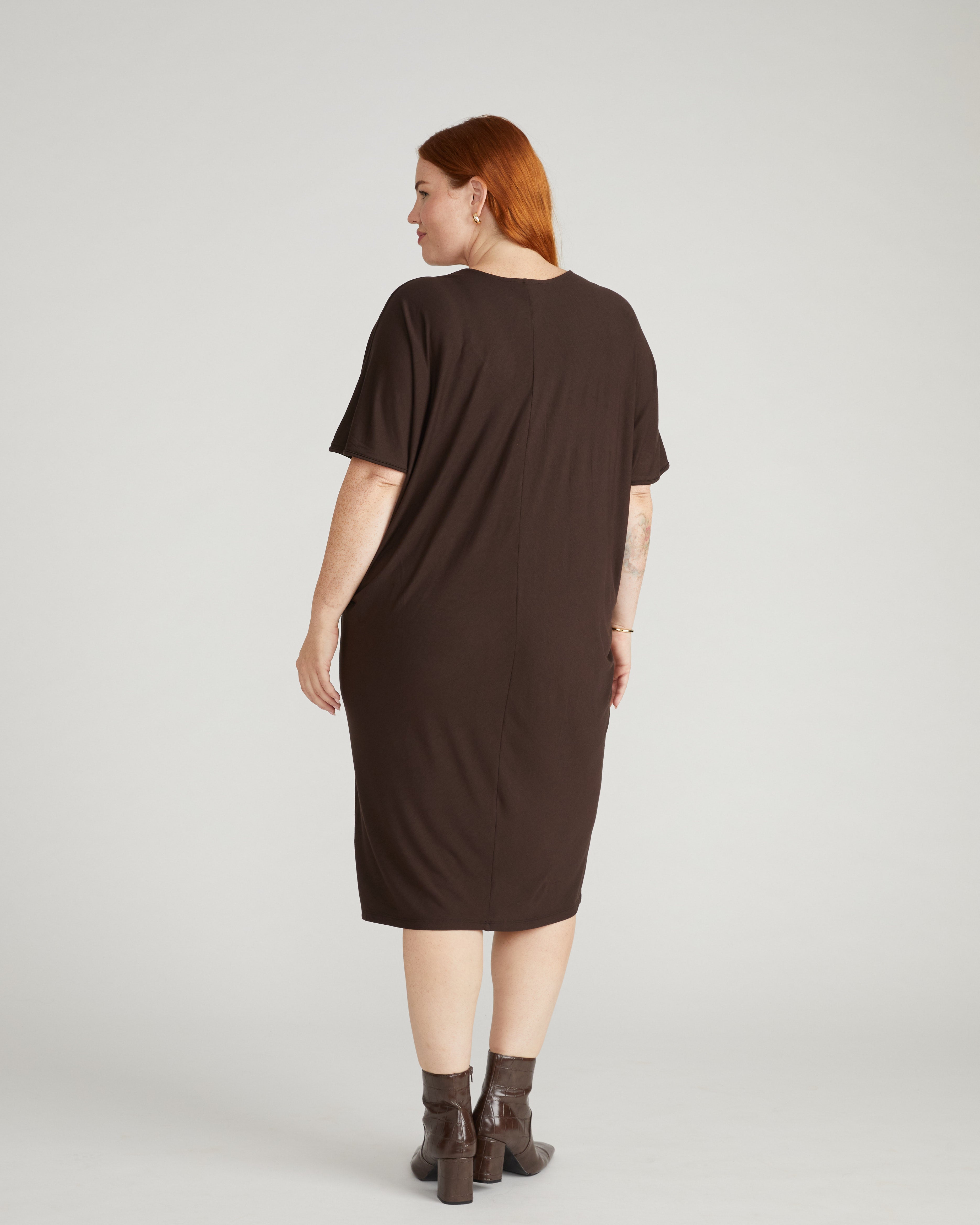 Teresa Liquid Jersey V-Neck Dress - Espresso