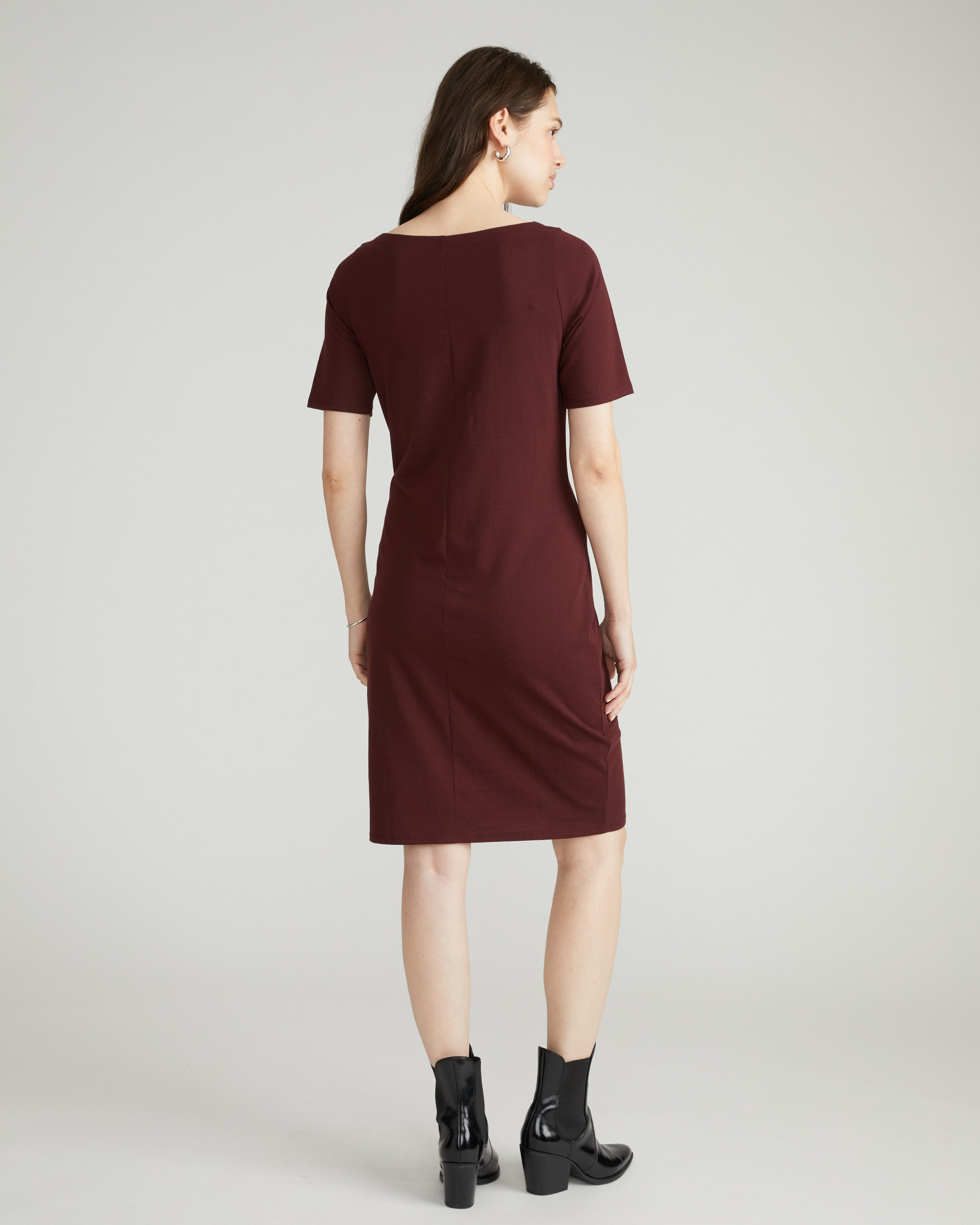 Belle Breton Stripe Jersey Dress - Solid Black Cherry