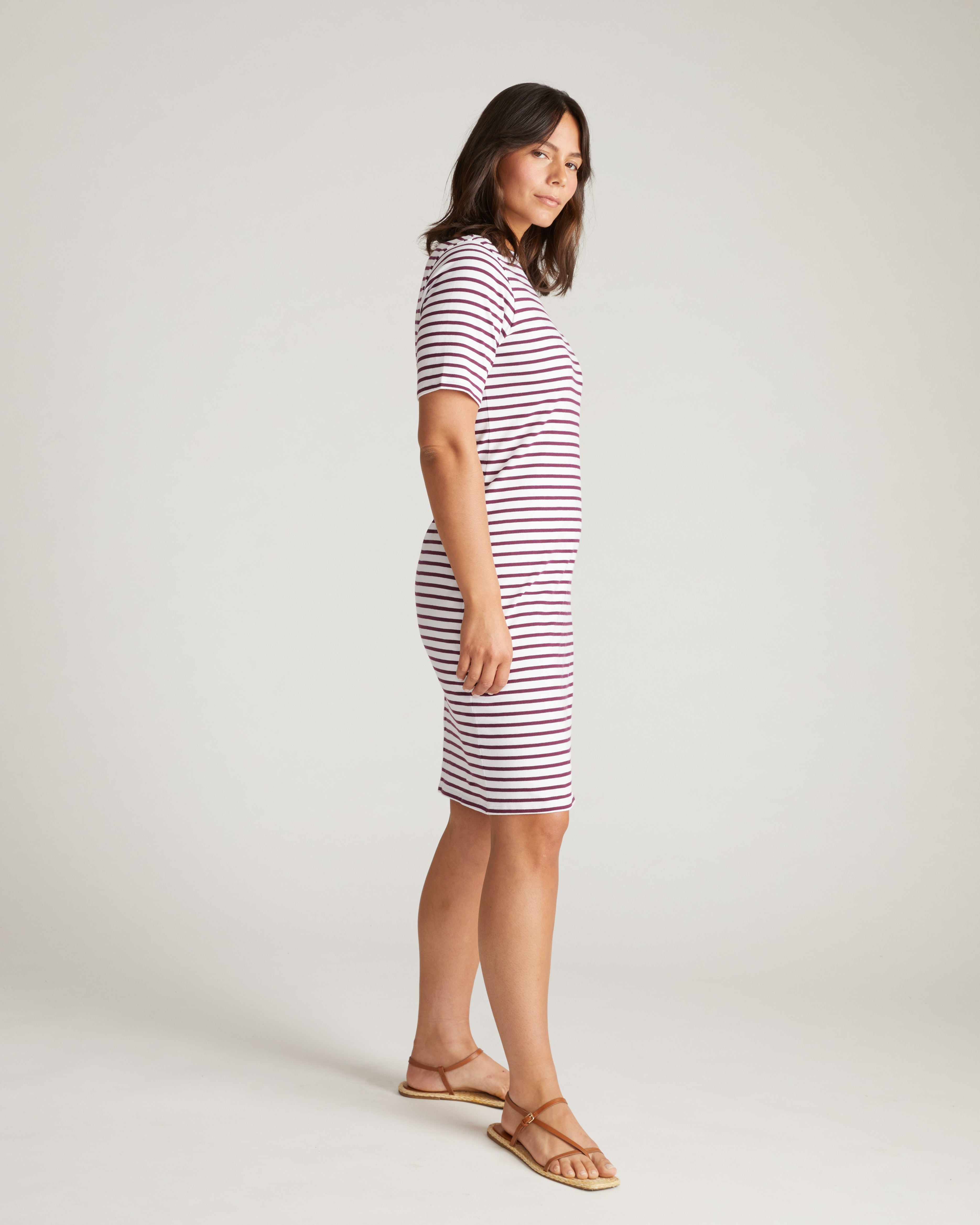Belle Breton Stripe Jersey Dress - White/Gamay Stripe