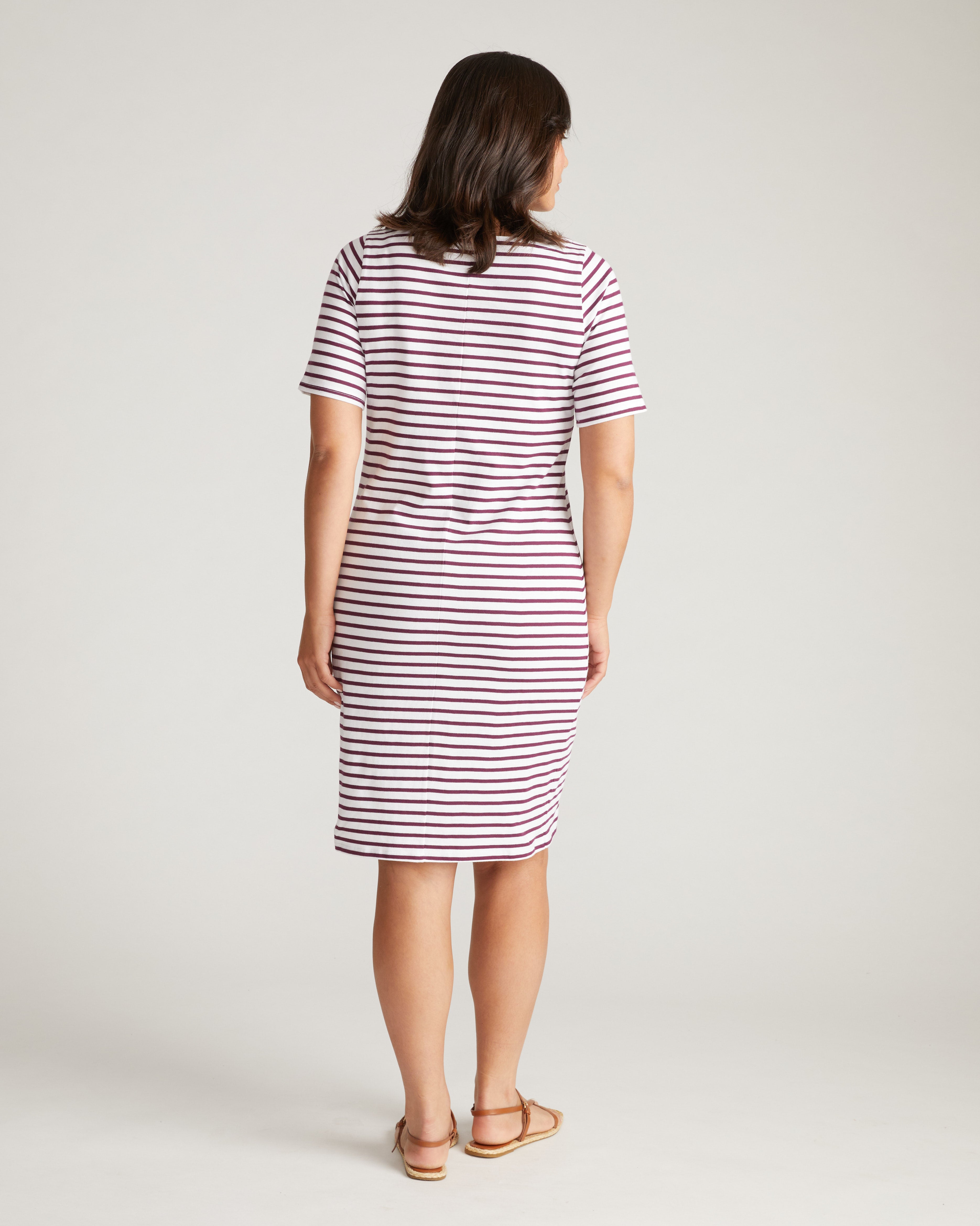 Belle Breton Stripe Jersey Dress - White/Gamay Stripe