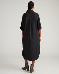 Odeon Stretch Poplin Shirtdress - Black