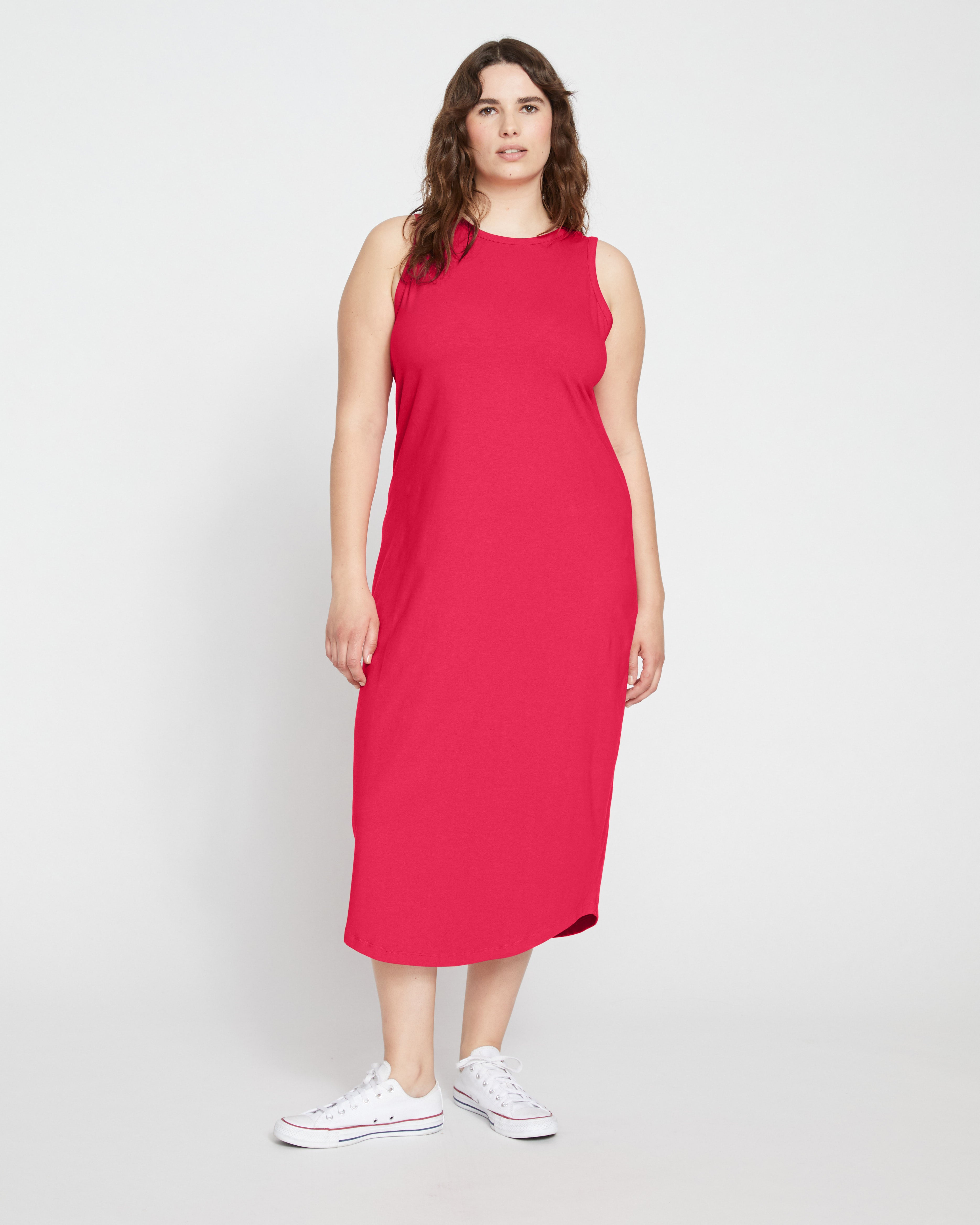 Cai High Neck Tank Dress - Cerise