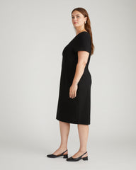 Executive V Neck Ponte Dress - Black