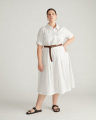 City Poplin Shirtdress - White/Grey Stripe