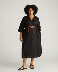 Plaza Linen Shirtdress - Black