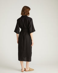 Plaza Linen Shirtdress - Black