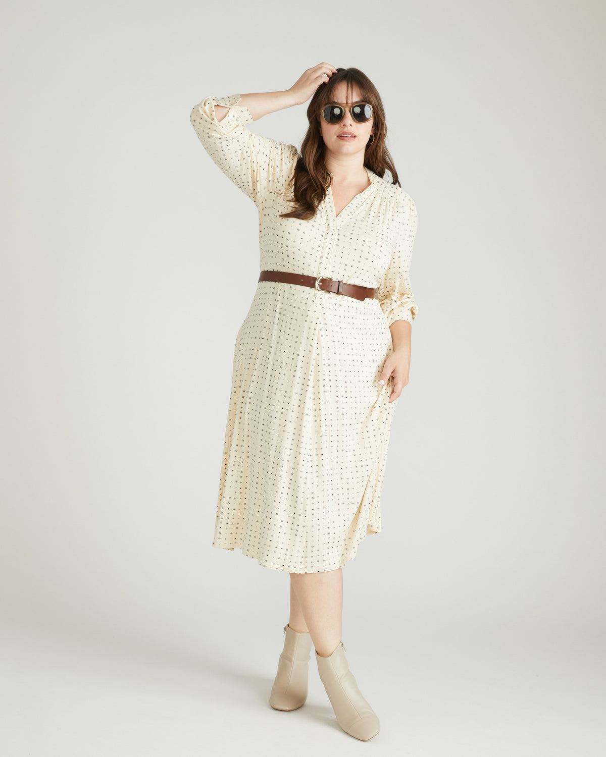 Gramercy Liquid Jersey Dress - Galactic Print in Ecru