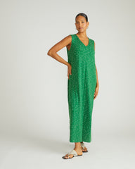 Claremont Liquid Jersey Sheath Dress - Galactic Print in Green