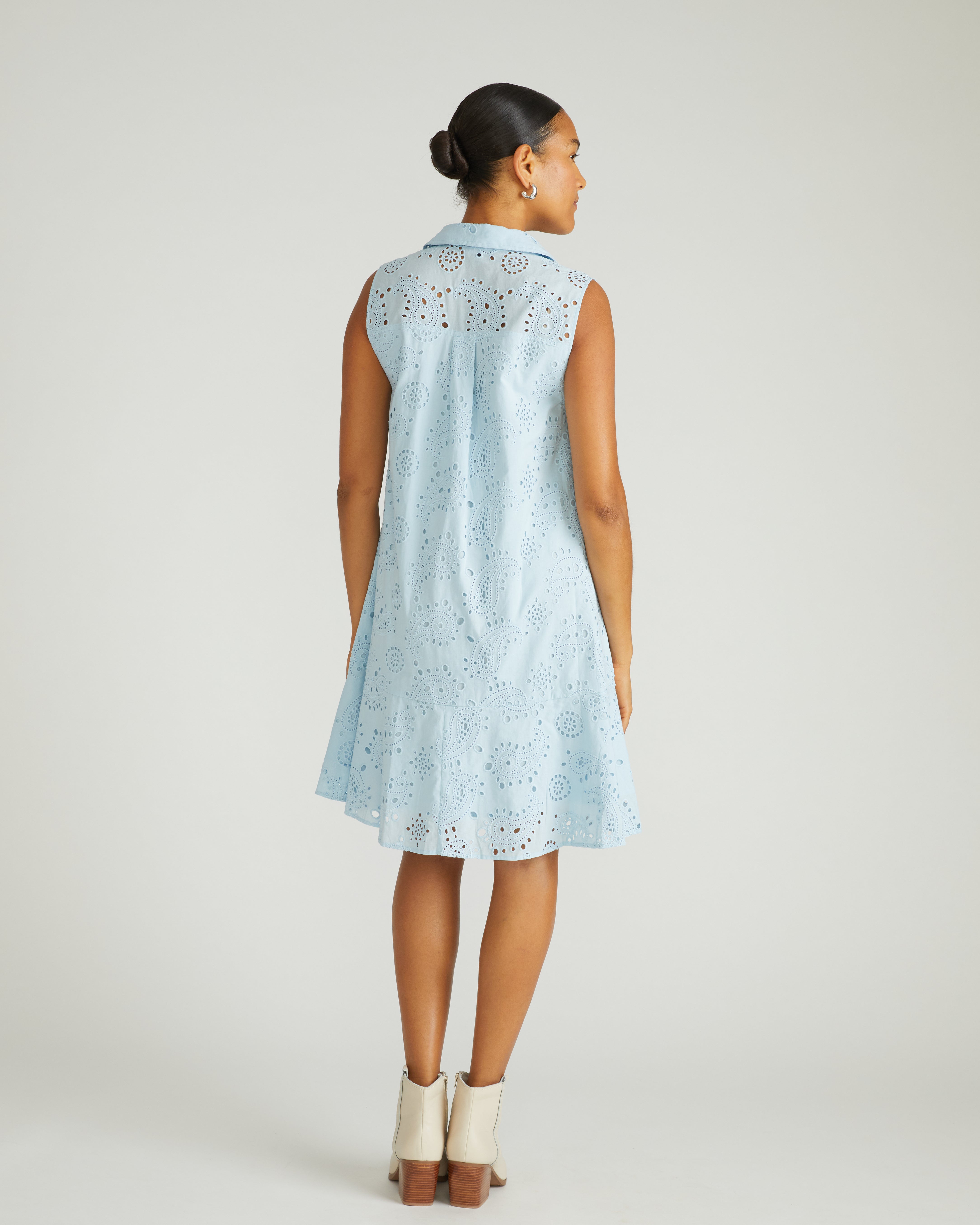 Simone Cotton Eyelet Dress - Light Blue