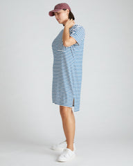 Garcon Tee Dress - Linen White/Glassy Blue Stripe