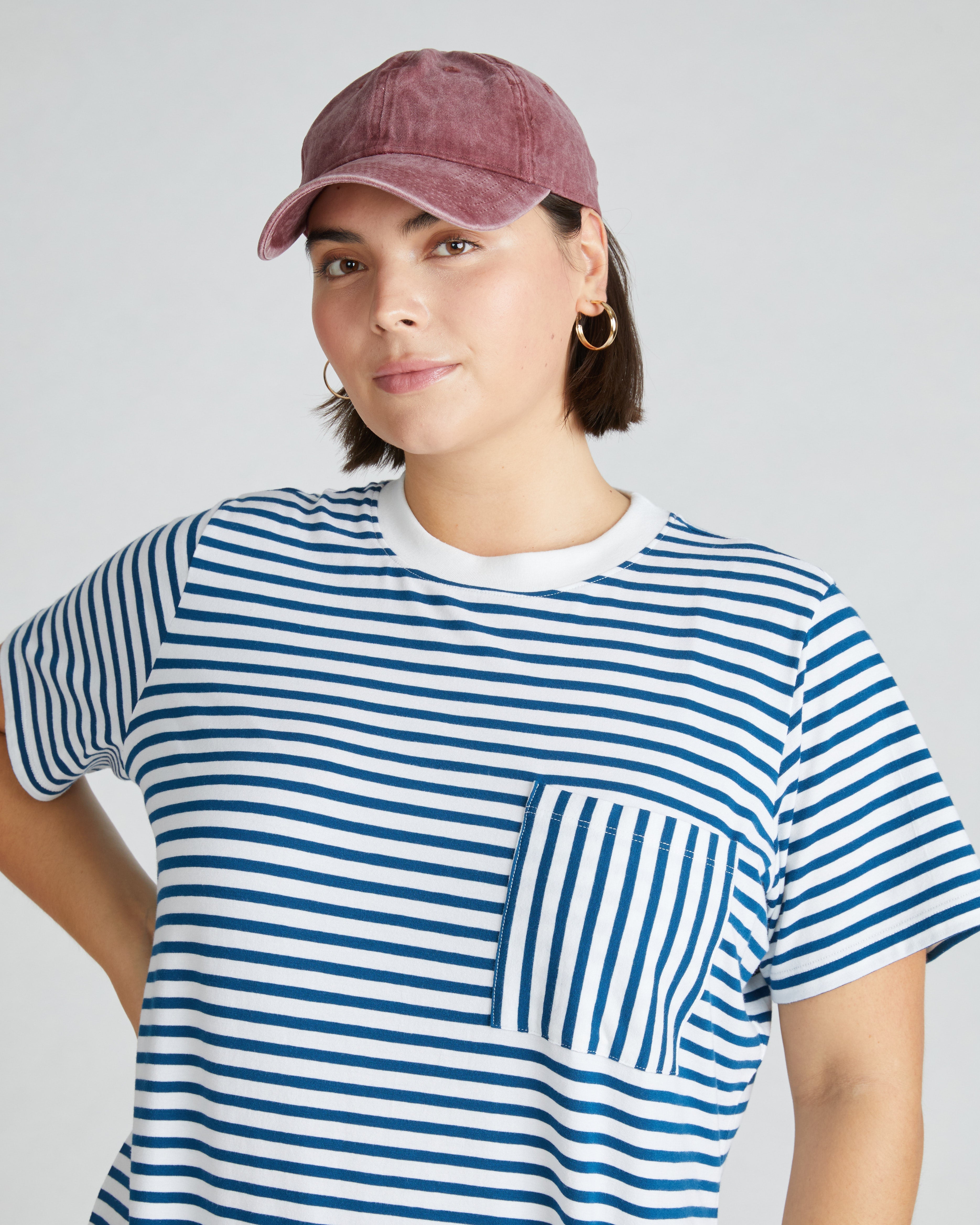 Garcon Tee Dress - Linen White/Glassy Blue Stripe