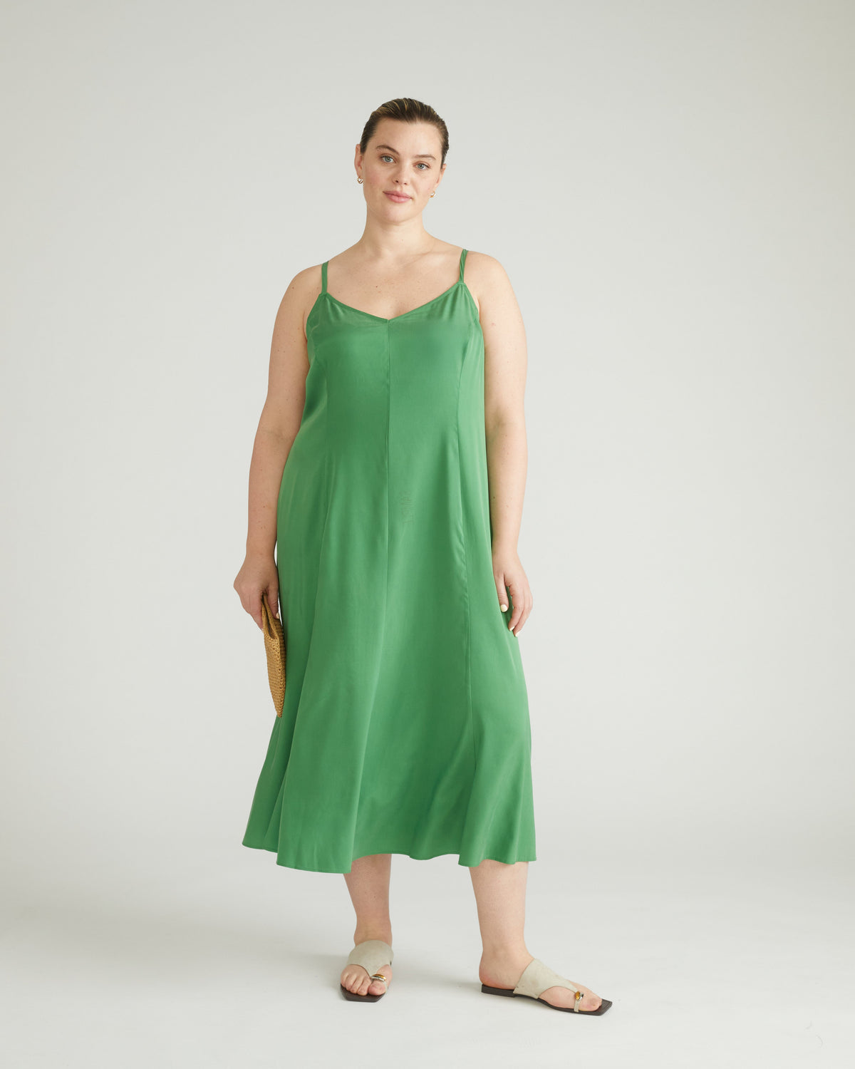 Amber Cooling Cupro Slip Dress - Clover
