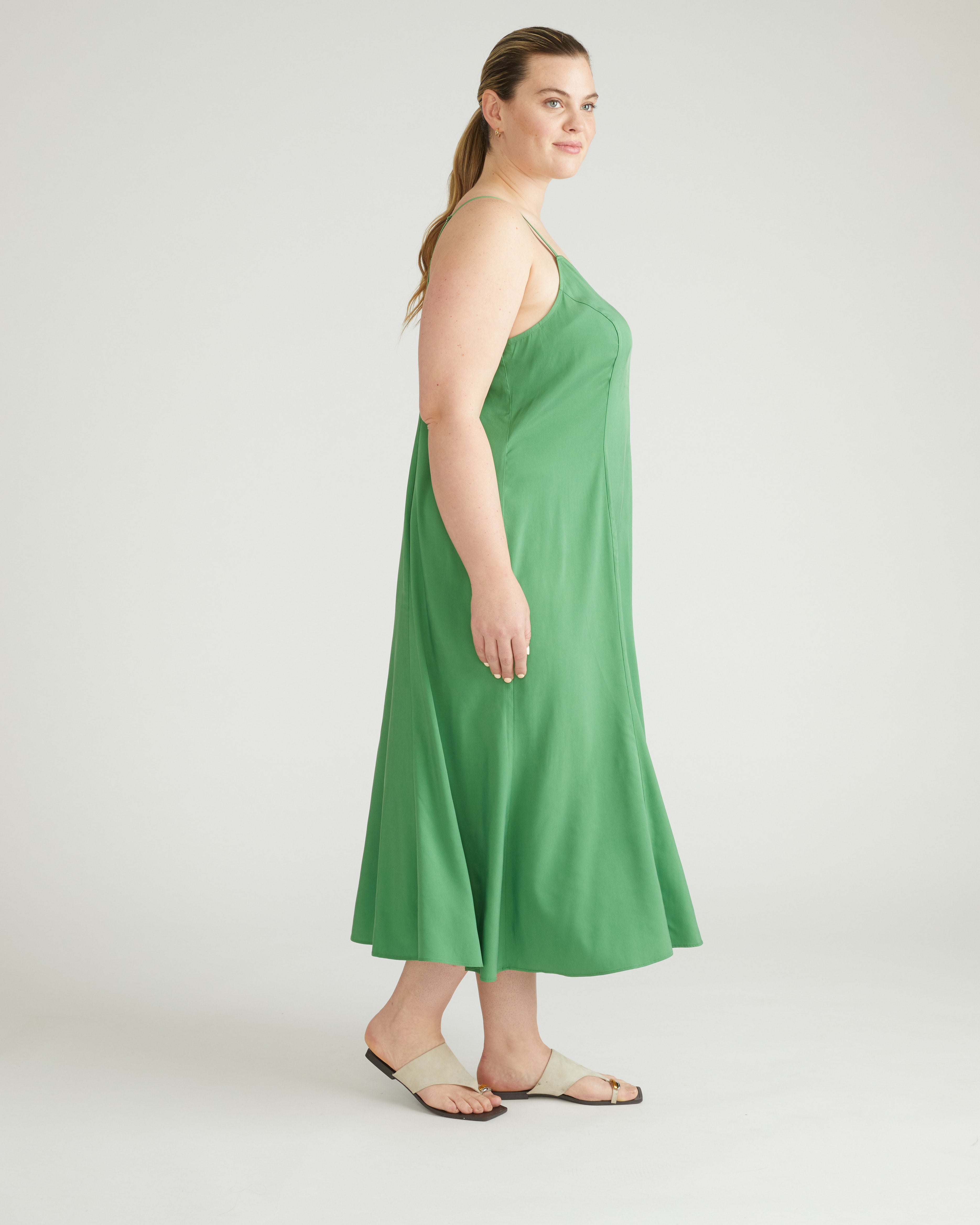 Amber Cooling Cupro Slip Dress - Clover