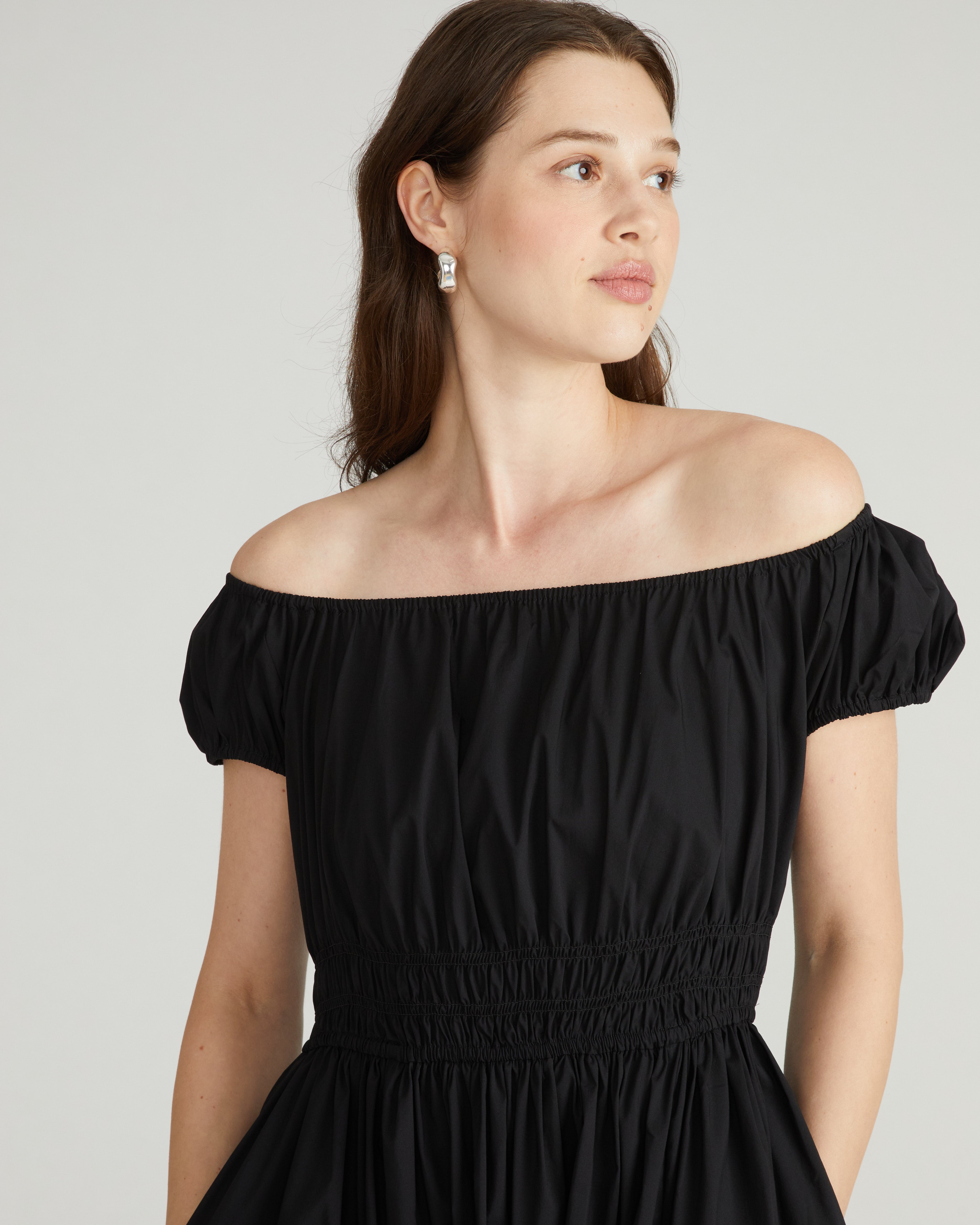 Aurora Stretch Poplin Dress - Black