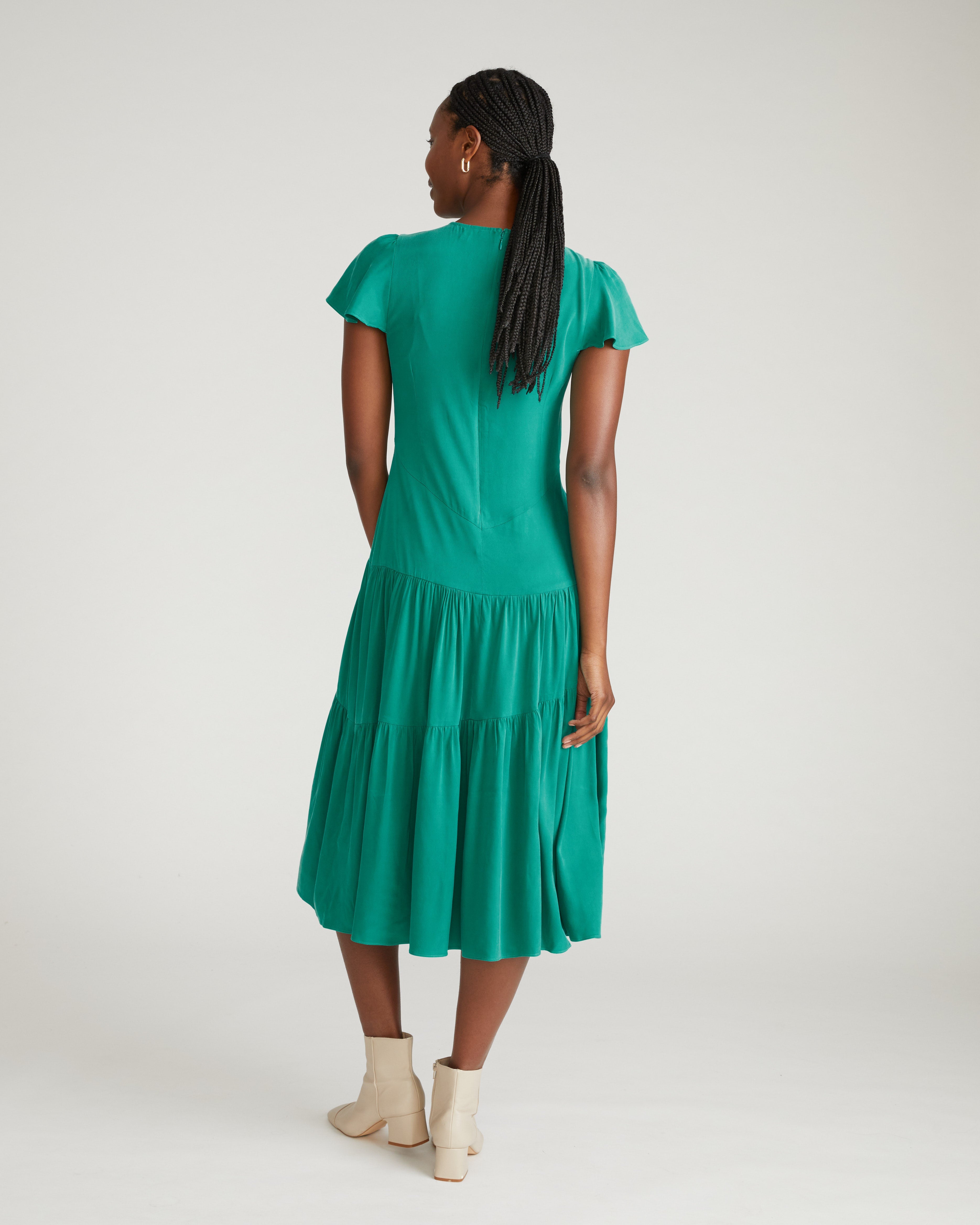 Mariella Stretch Cupro Dress - Green Tourmaline