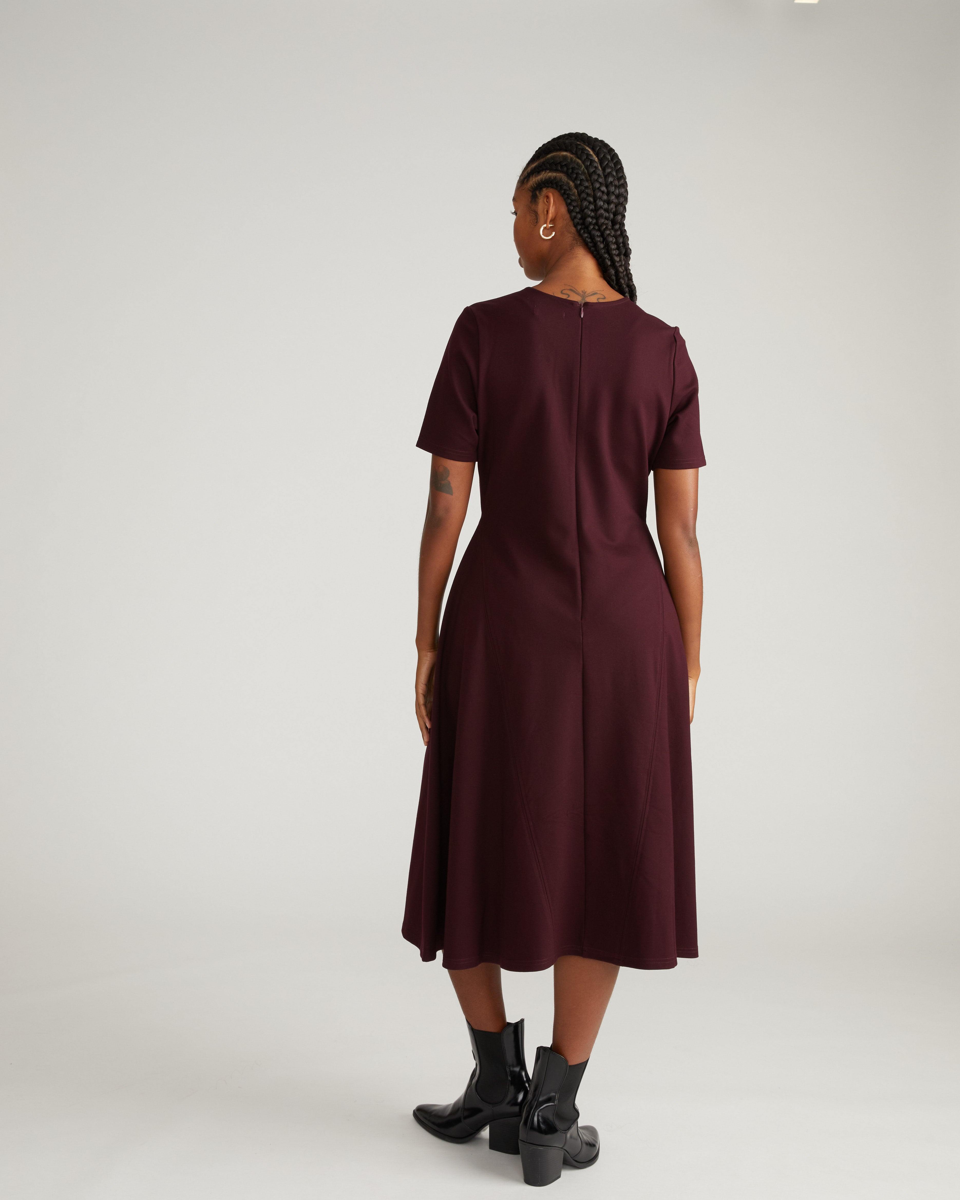 Saskia Ponte Dress - Black Cherry