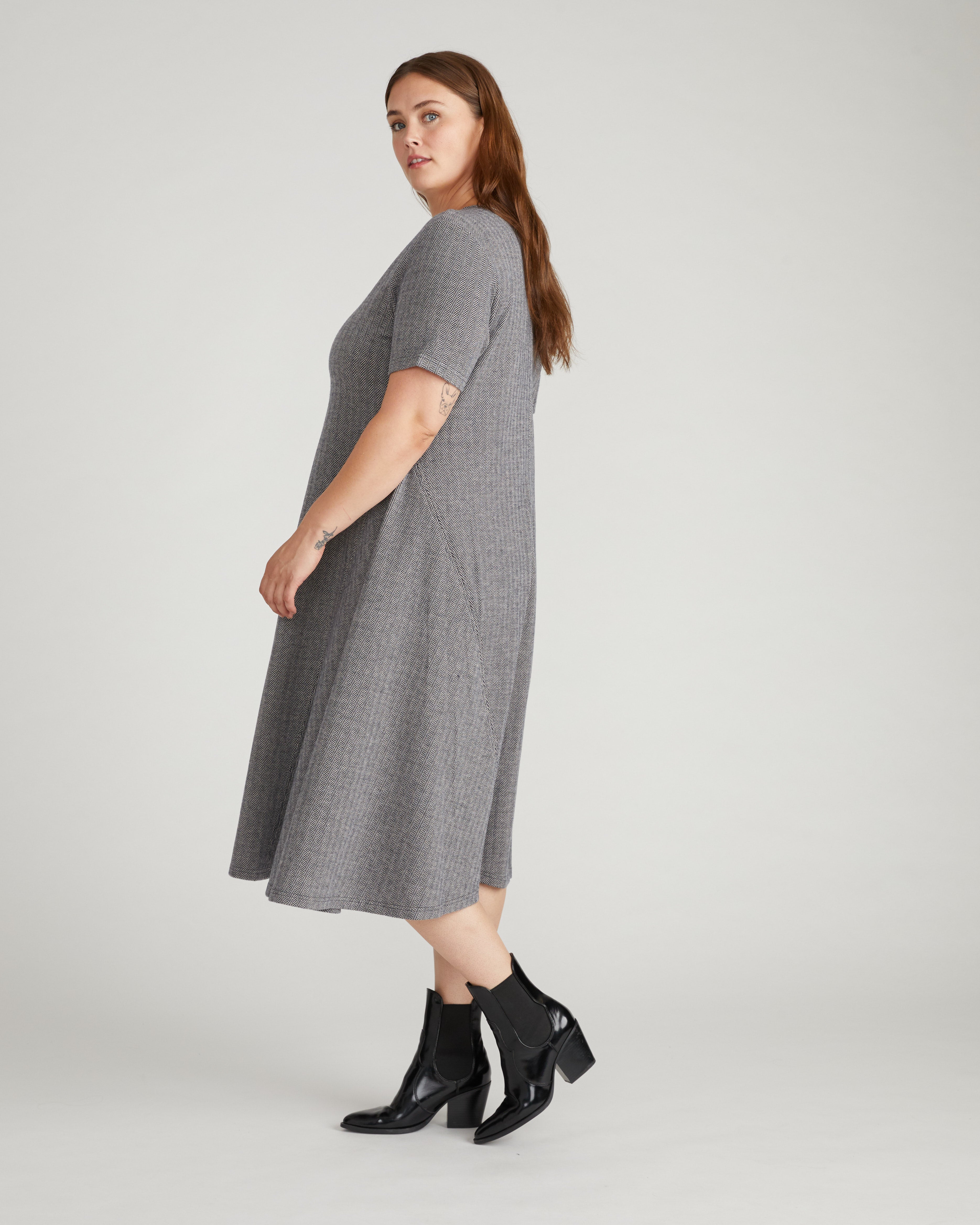 Saskia Ponte Dress - Herringbone Tweed