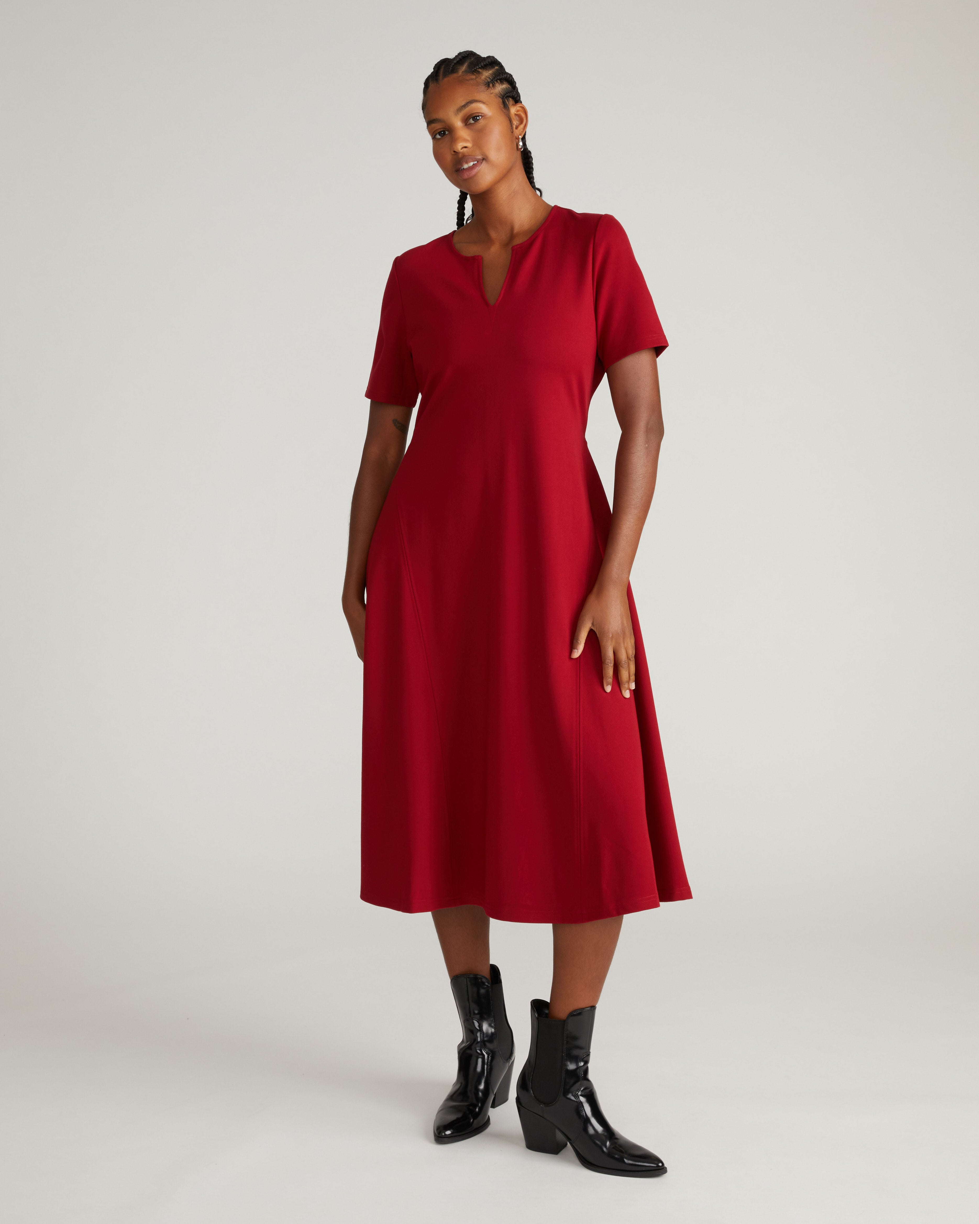 Saskia Ponte Dress - Garnet