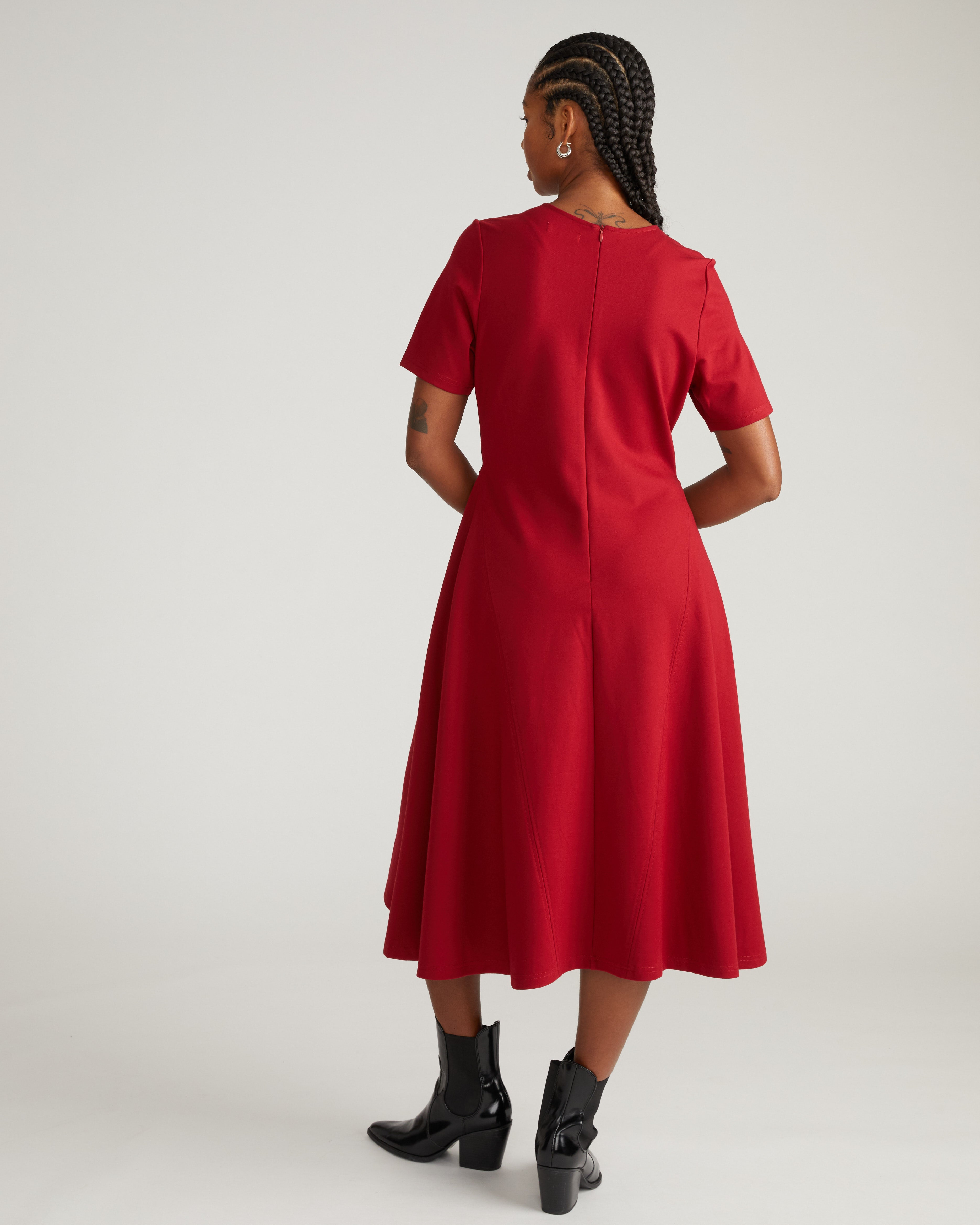 Saskia Ponte Dress - Garnet