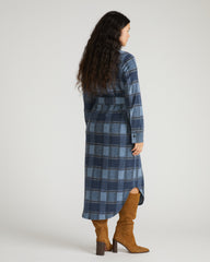 Morgan Belted Stretch Flannel Shirtdress - Heather Fog Plaid