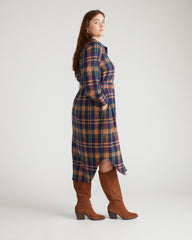 Morgan Belted Stretch Flannel Shirtdress - Autumn Apple Plaid