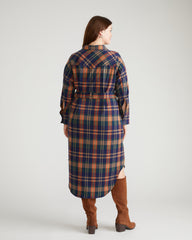 Morgan Belted Stretch Flannel Shirtdress - Autumn Apple Plaid