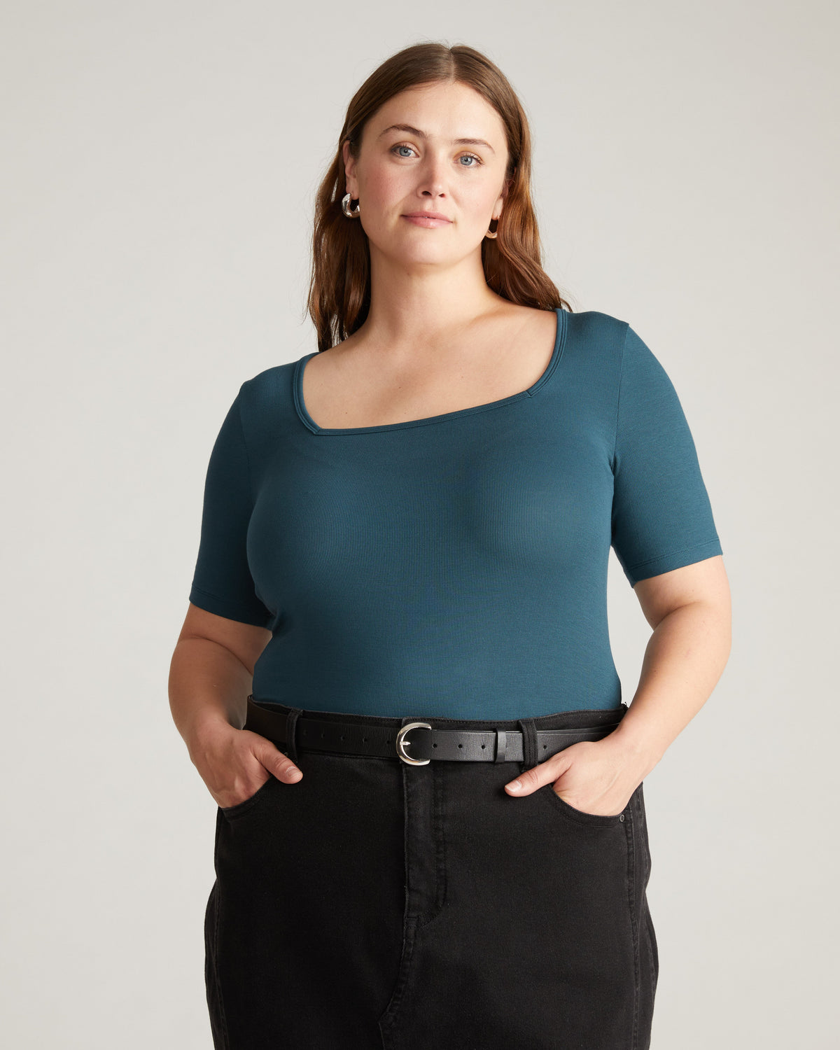 Foundation Short Sleeve Square Neck Tee - Deep Sea