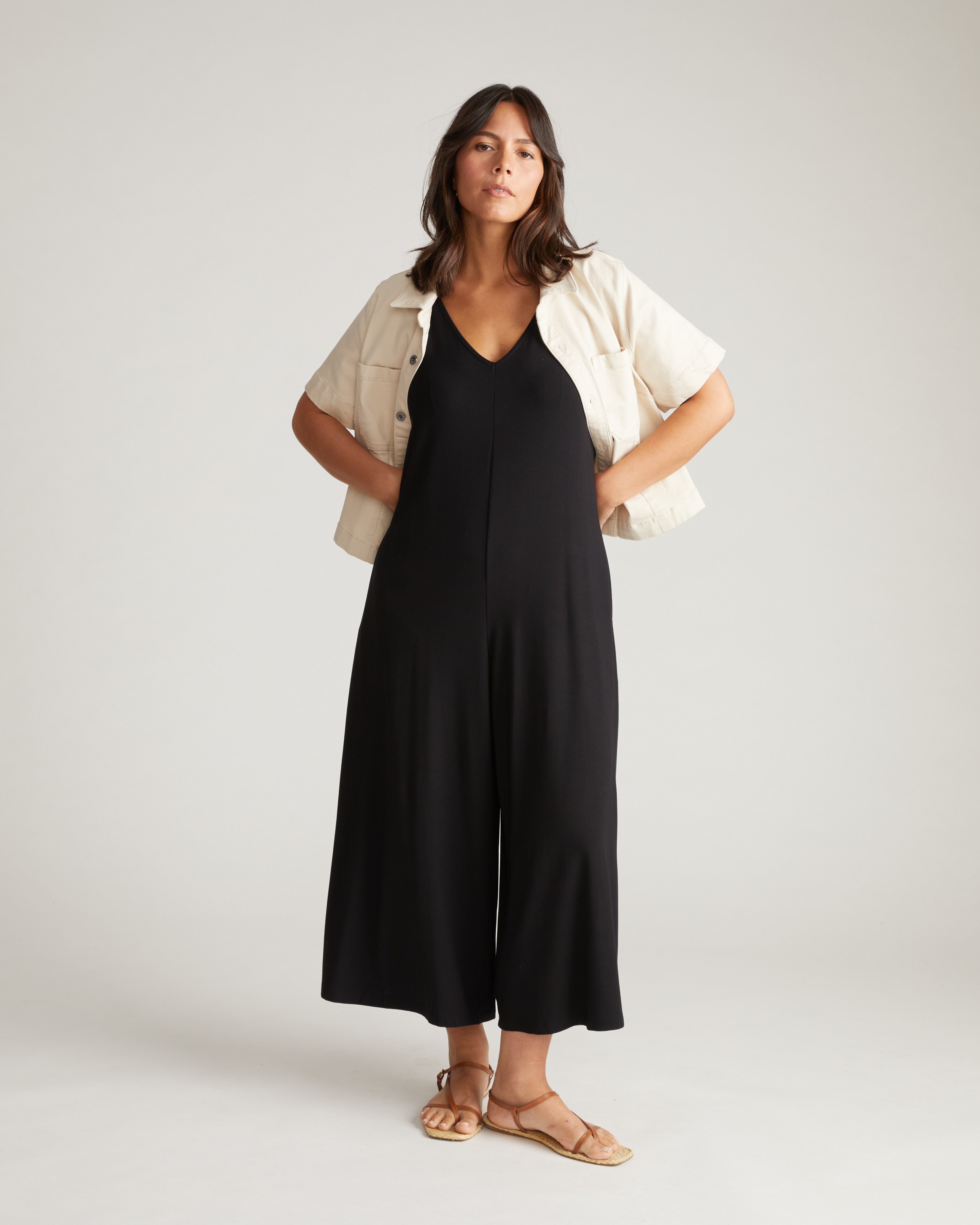 Flynn Short Sleeve Denim Shacket - Ecru