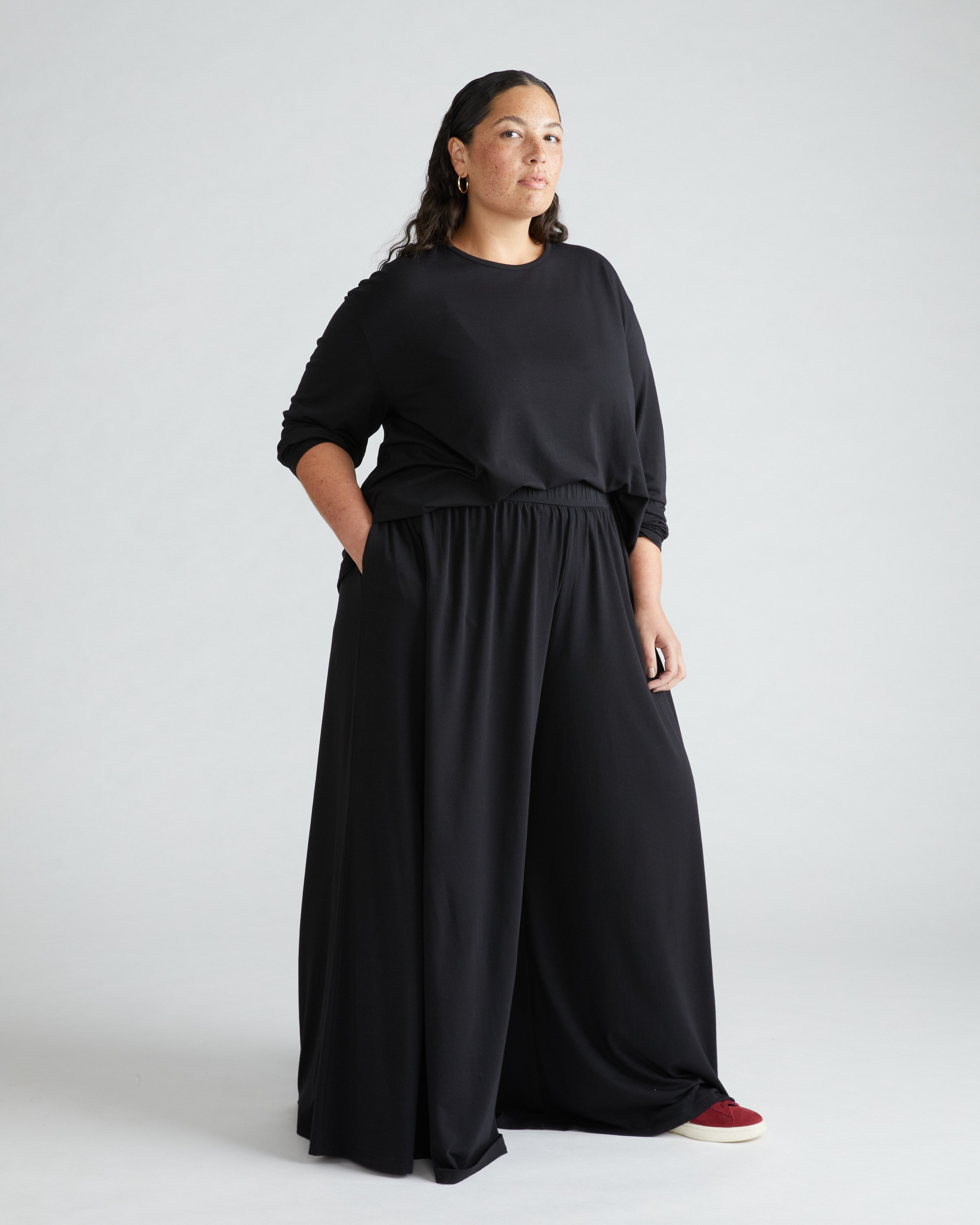 Isadora Wide Leg Lounge Pants - Black