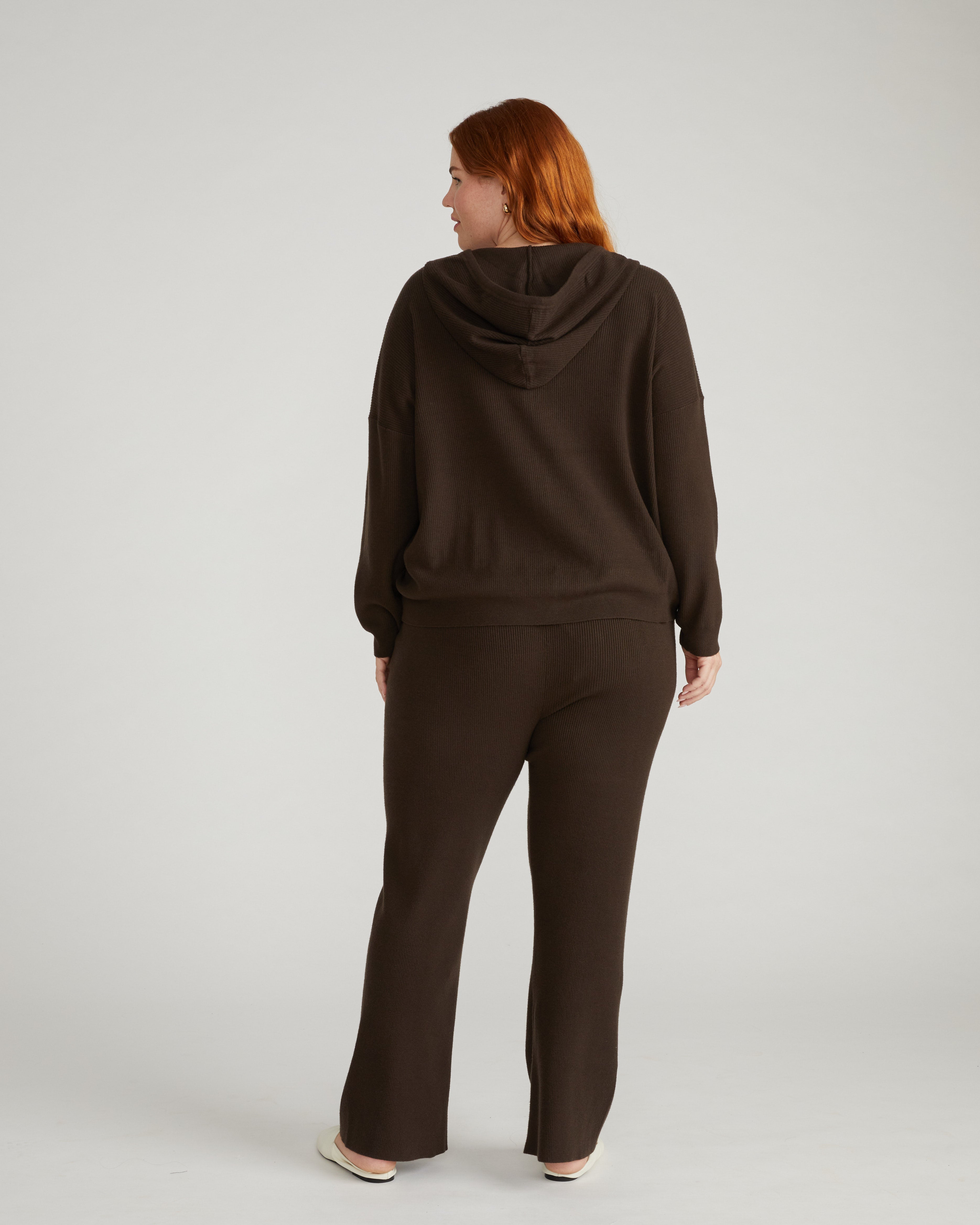 Knitted Mila Zip Hoodie - Espresso